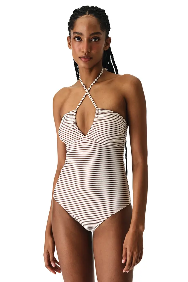 PENTI Kylee Bandeau Striped Bandeau Swimsuit