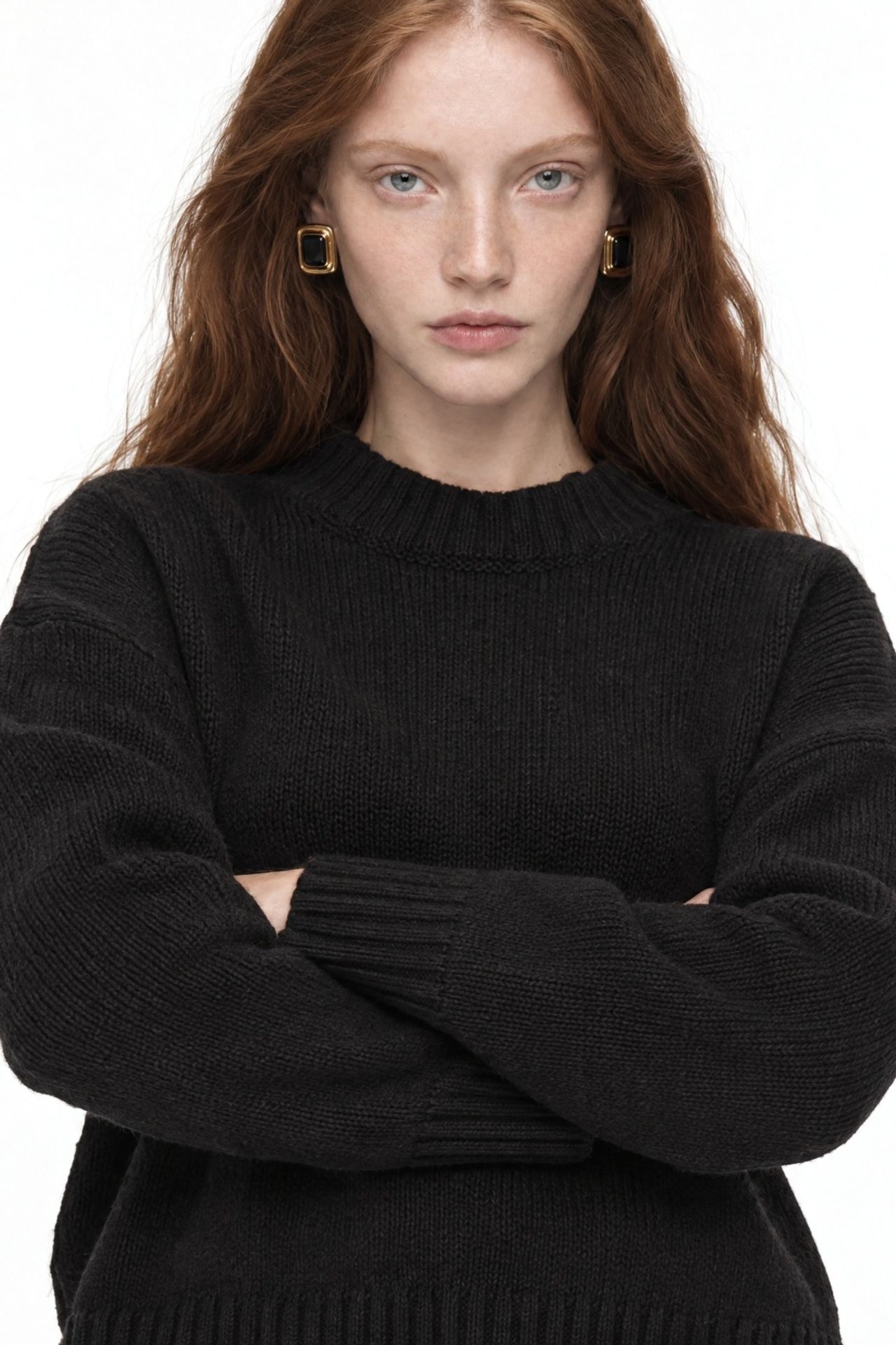 Mixray Oversized Ribbed Knit Sweater with Crew Neck 3