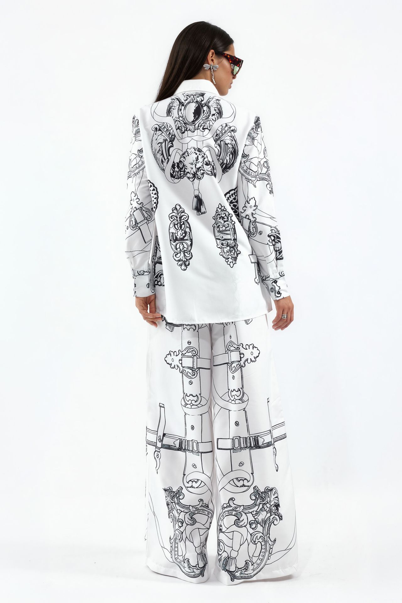 MSN Printed Shirt And Wide-Leg Trouser Set 3
