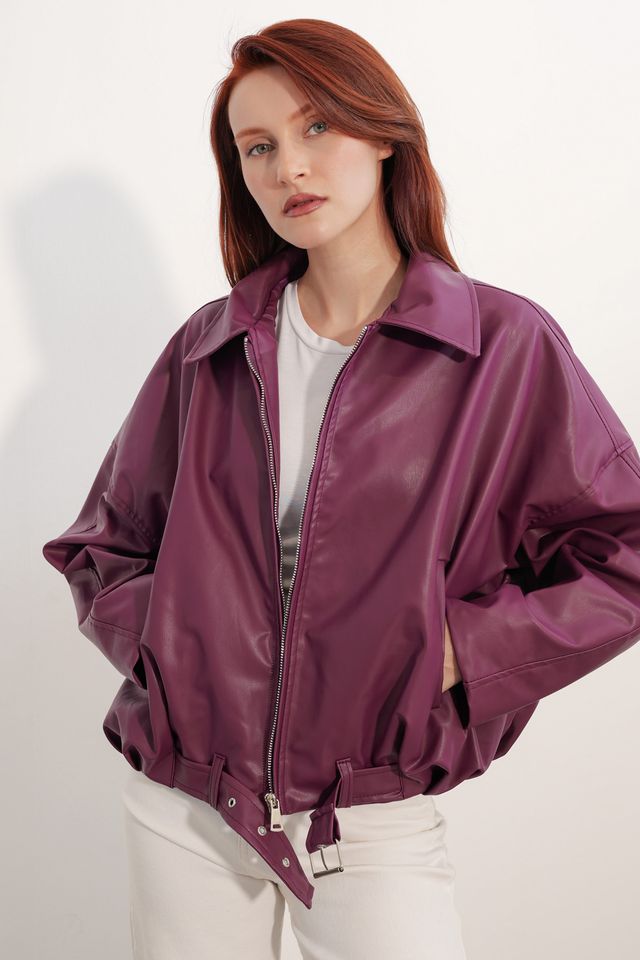 BDART Oversized Faux Leather Belted Jacket
