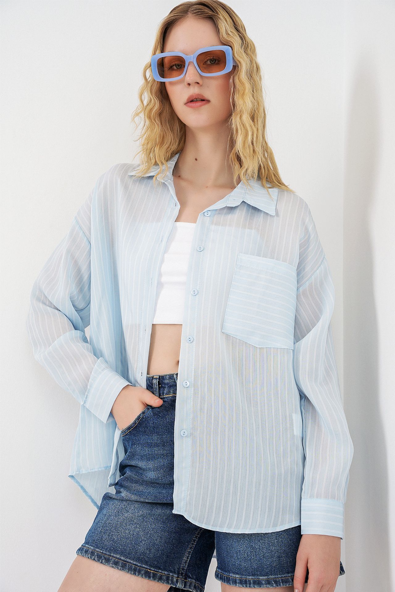 BDART Oversized Striped Button-Front Shirt 1