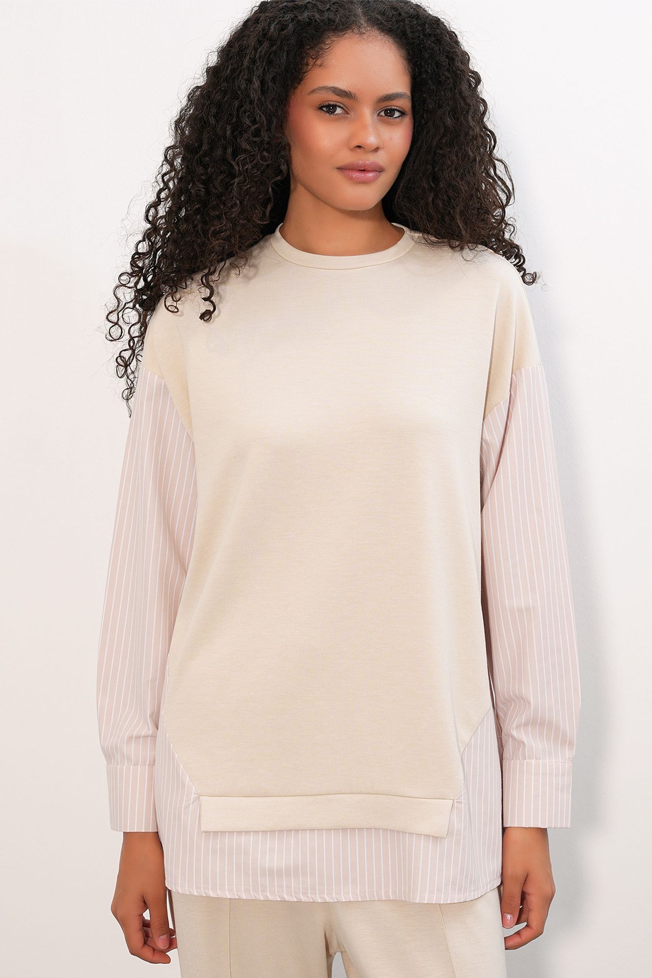 BDART Striped Long Crew Neck Two-Piece Coord Set 2