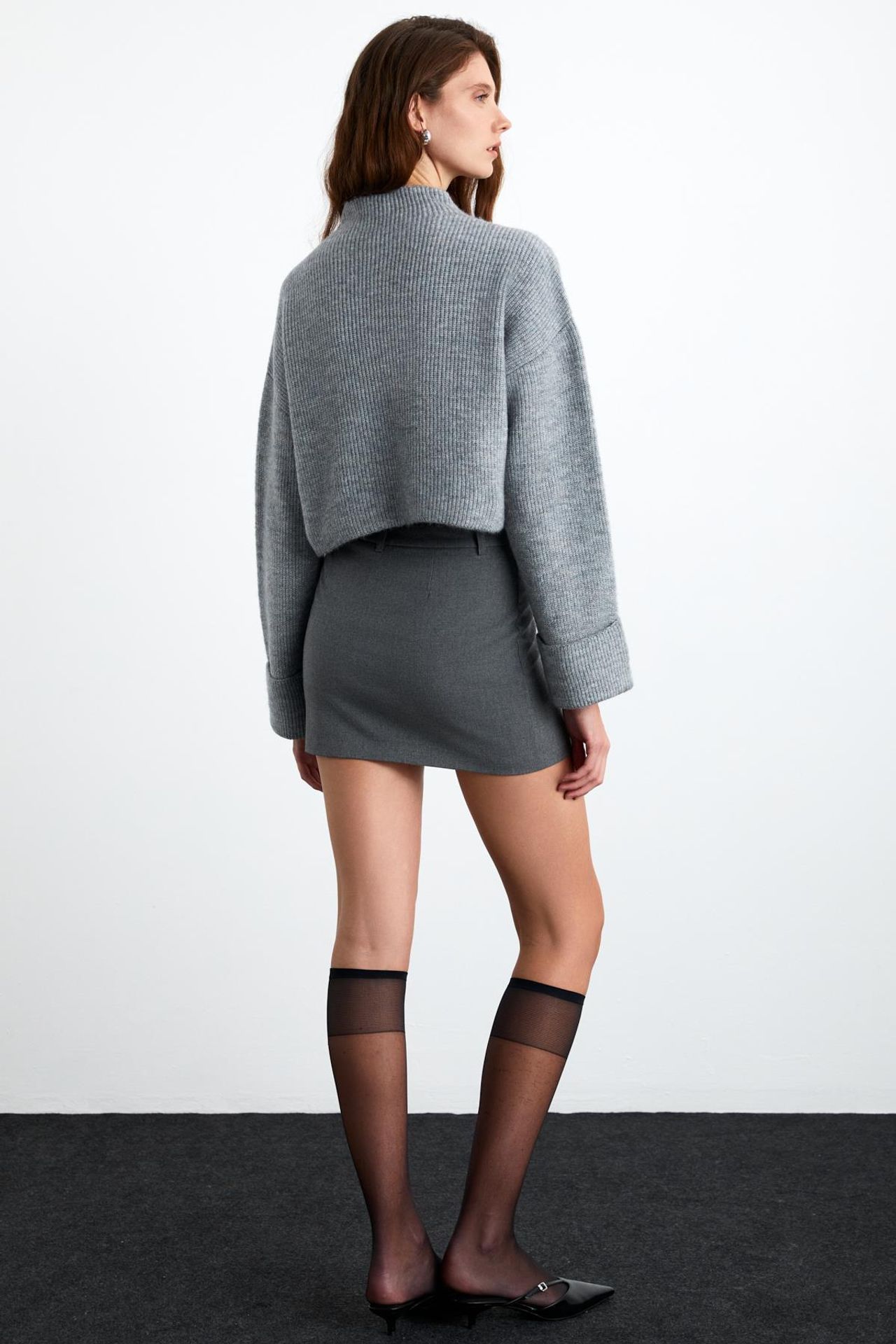 GRIMELANGE Crop Ribbed Half Turtleneck Sweater 6