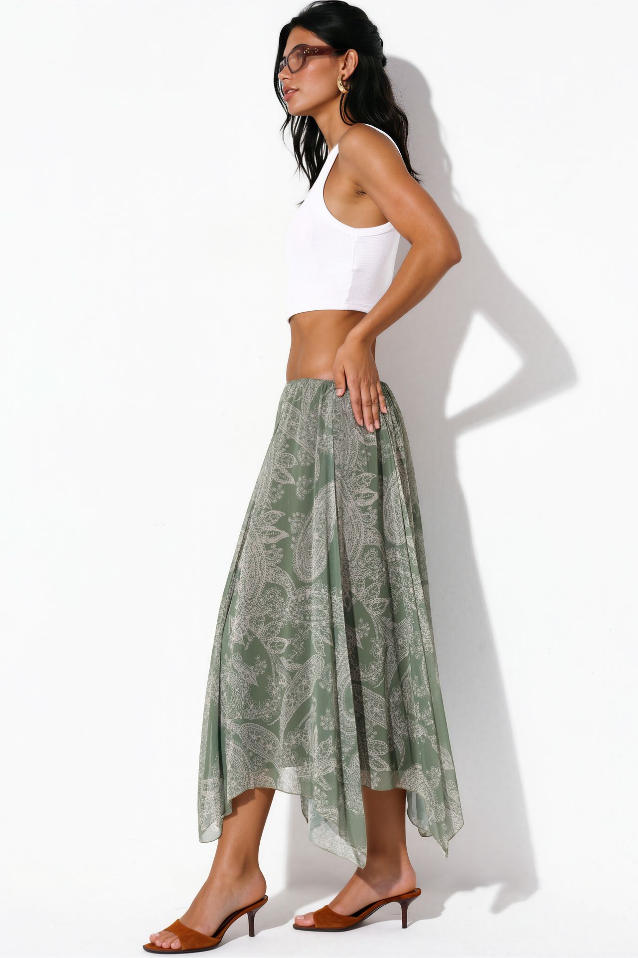 BDART High Waist A-Line Midi Skirt in Paisley Print 2