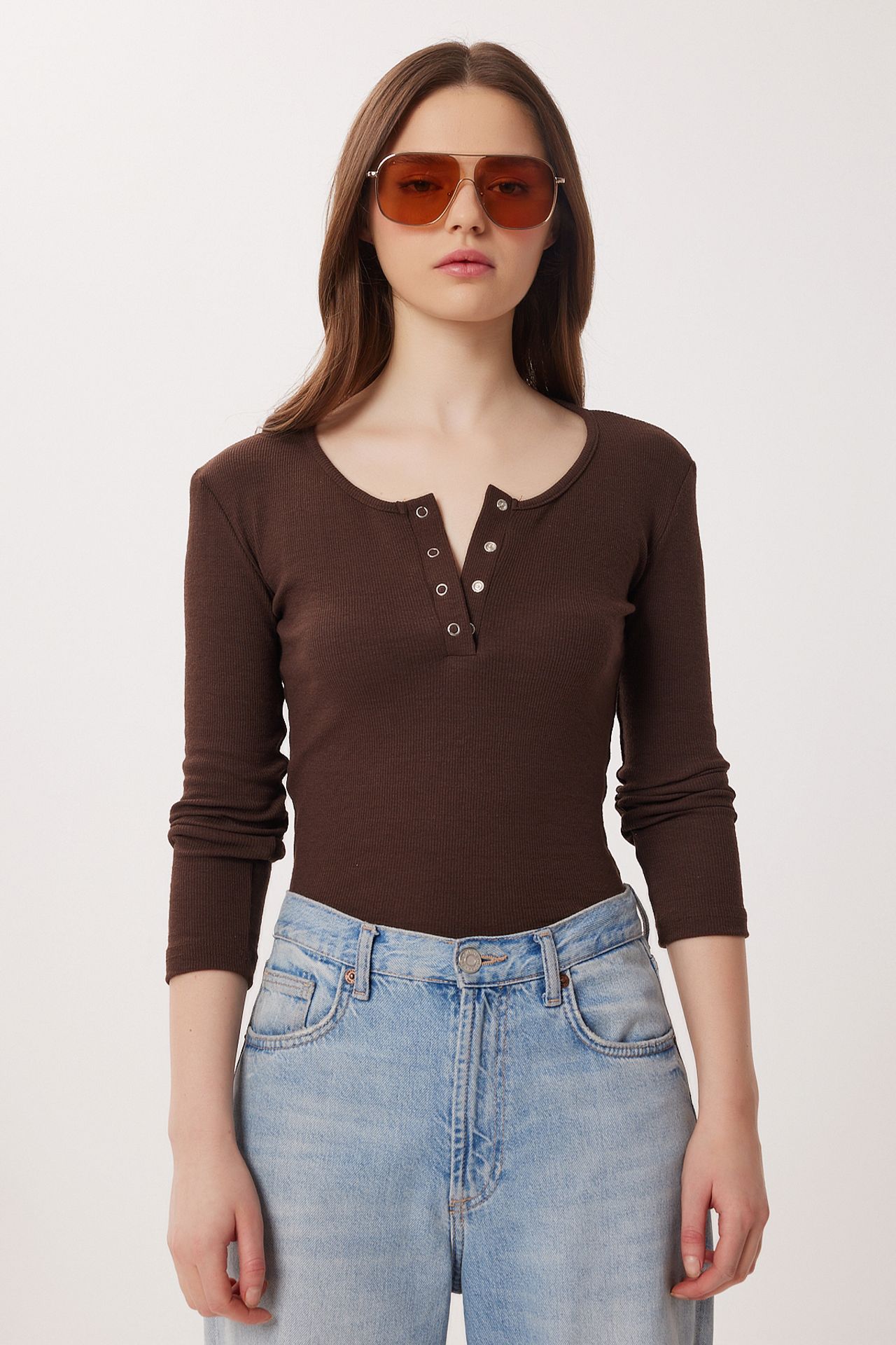 ISTANBUL Slim Fit U Collar Long Sleeved Blouse 3