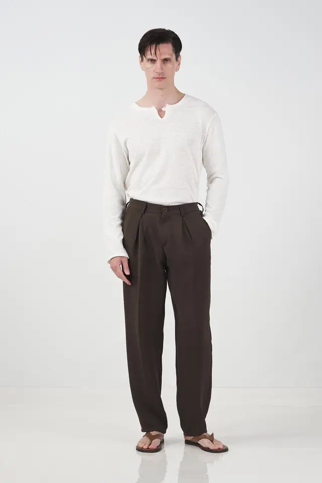 GIESTO Mid Waist Pleated Tailored Trousers