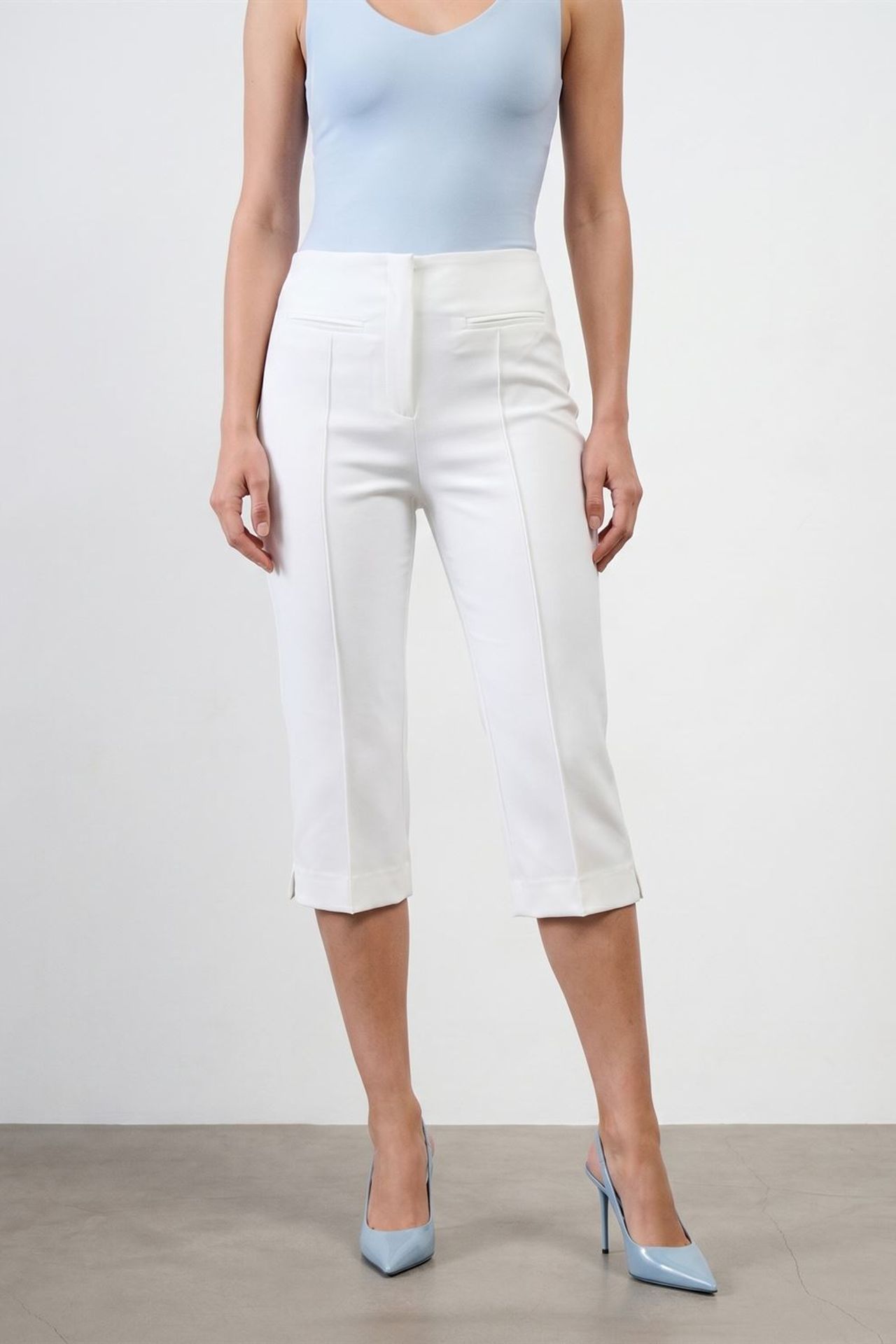 DILVIN High-Waist Capri Cigarette Trousers 3