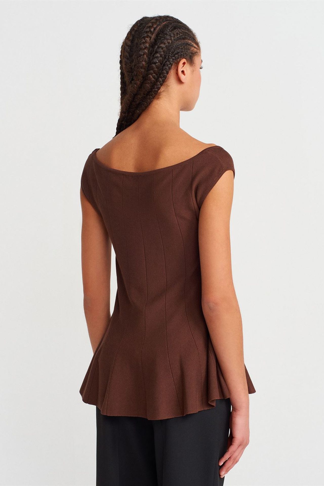 DILVIN Fitted Ribbed Peplum Blouse 2