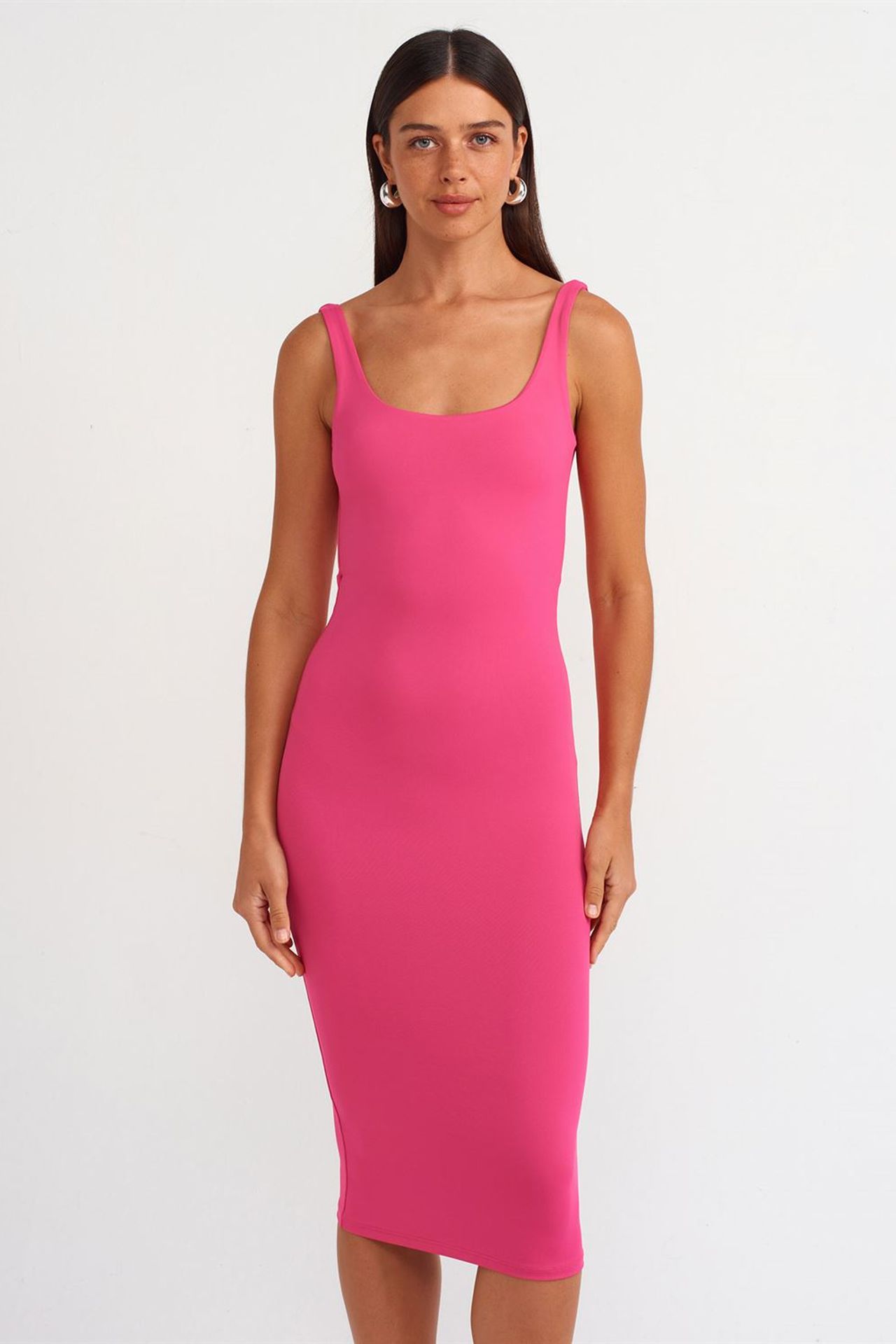 DILVIN Kolsuz Bodycon Midi Elbise 3