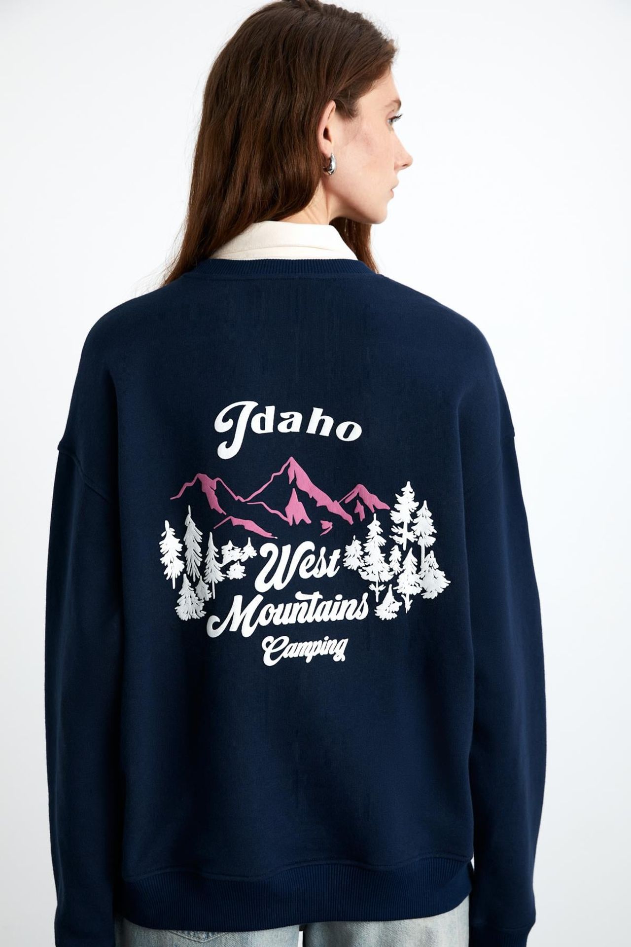 GRIMELANGE Oversized Crew Neck Text Jumper 2
