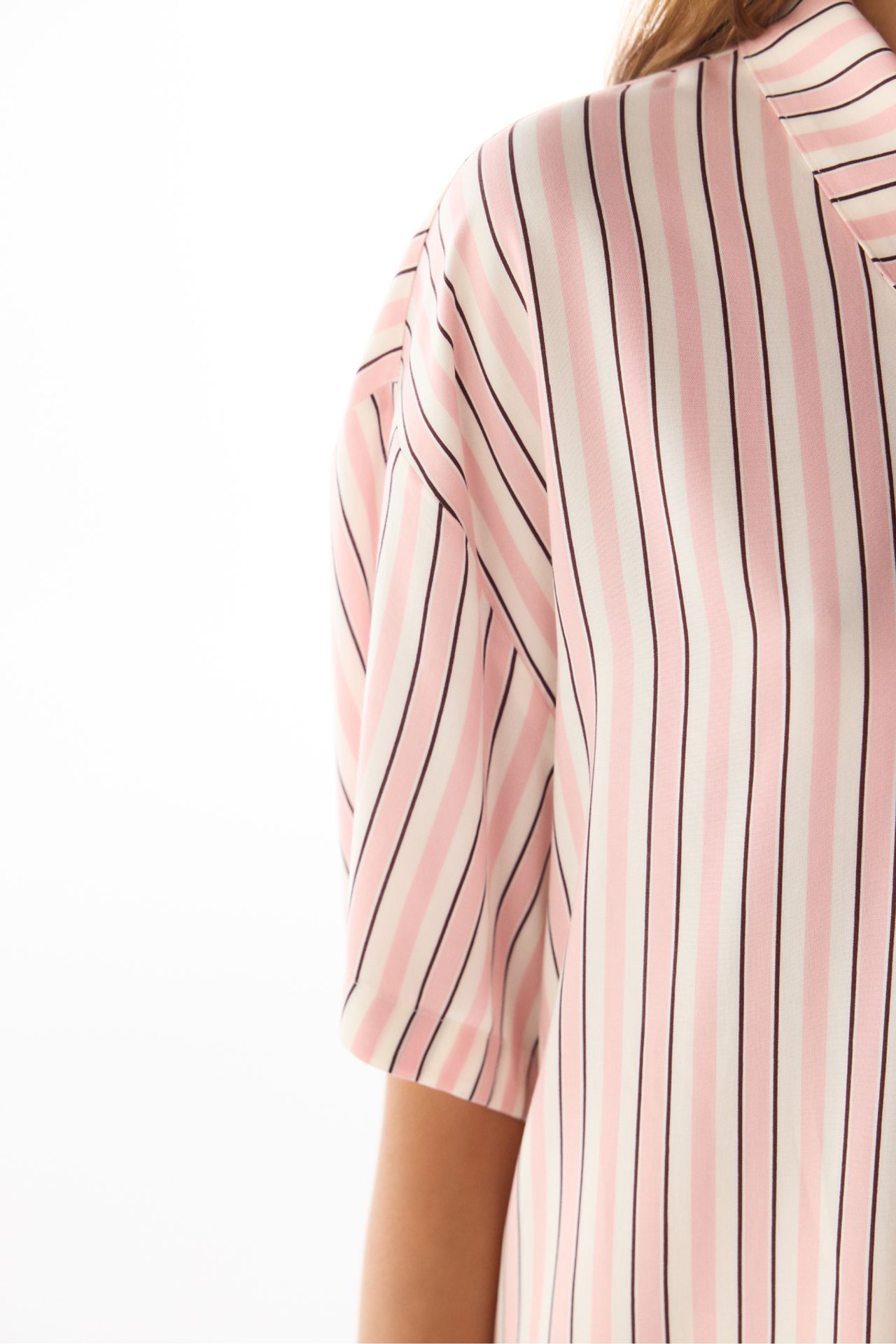 PENTI Sleep Mode Striped Short Sleeve Shirt And Trousers Pajama Set 4