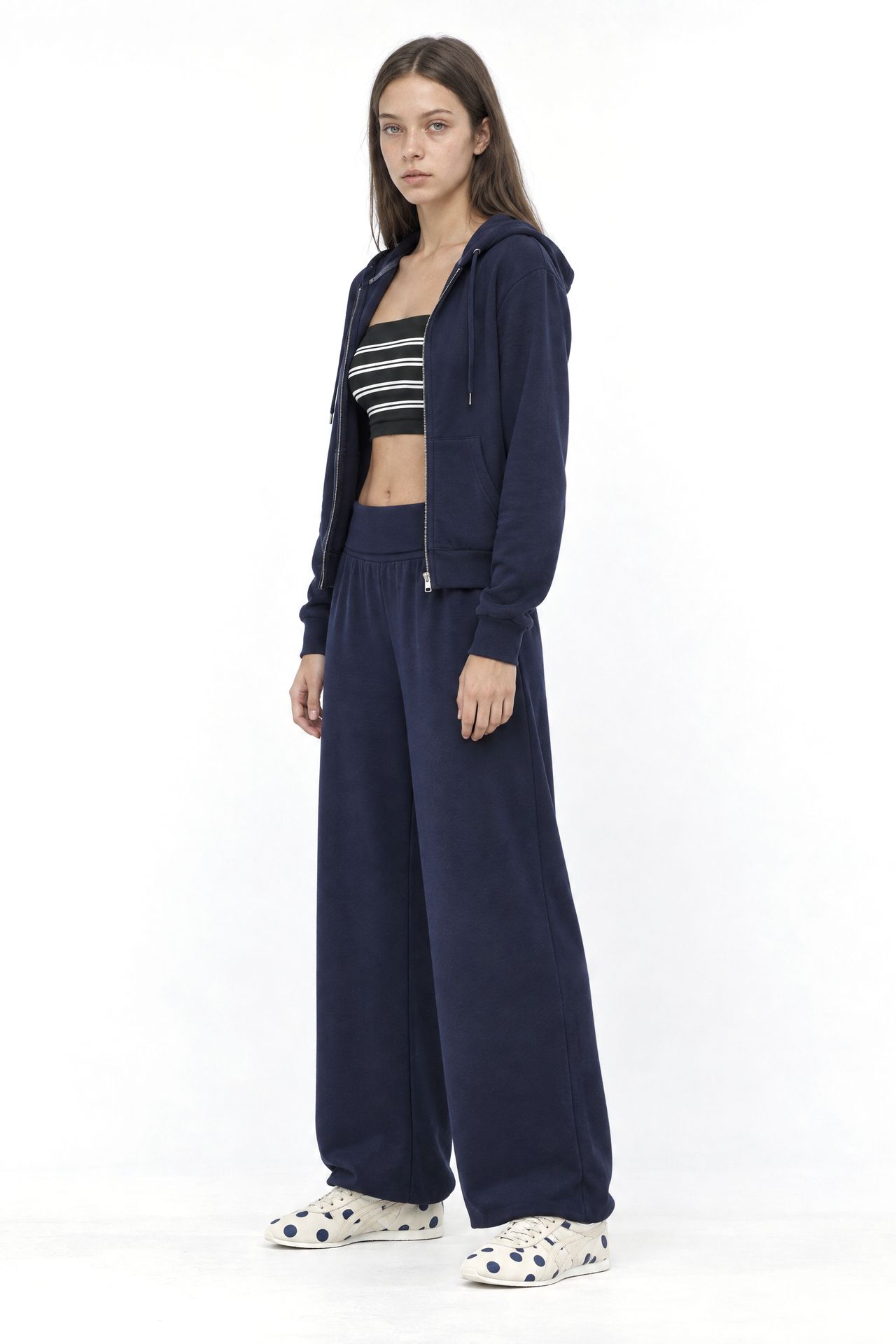 BUSEM Mid-Waist Wide-Leg Knit Joggers 2