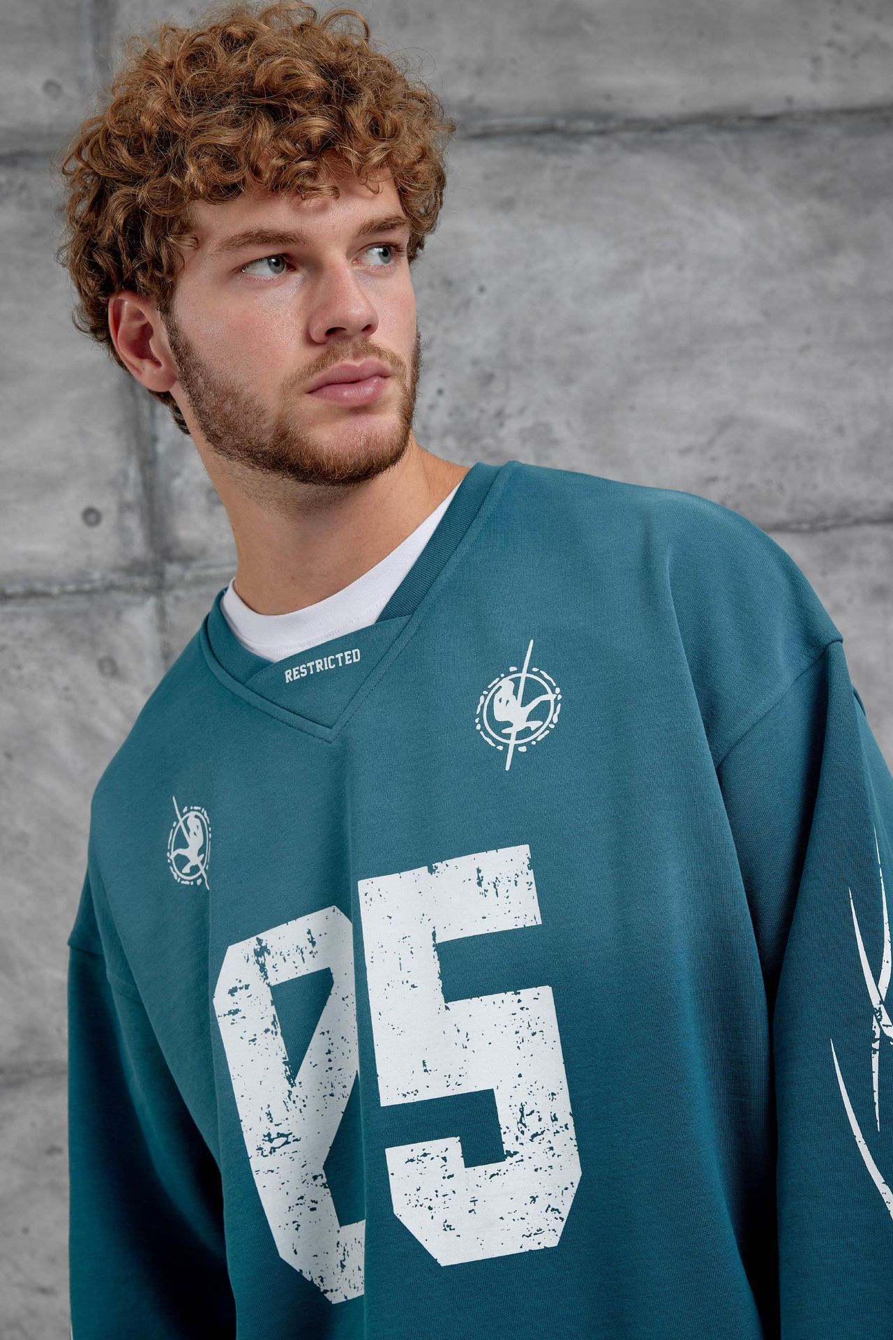 NOMARC Baskılı Oversize Bisiklet Yaka Sweatshirt 5