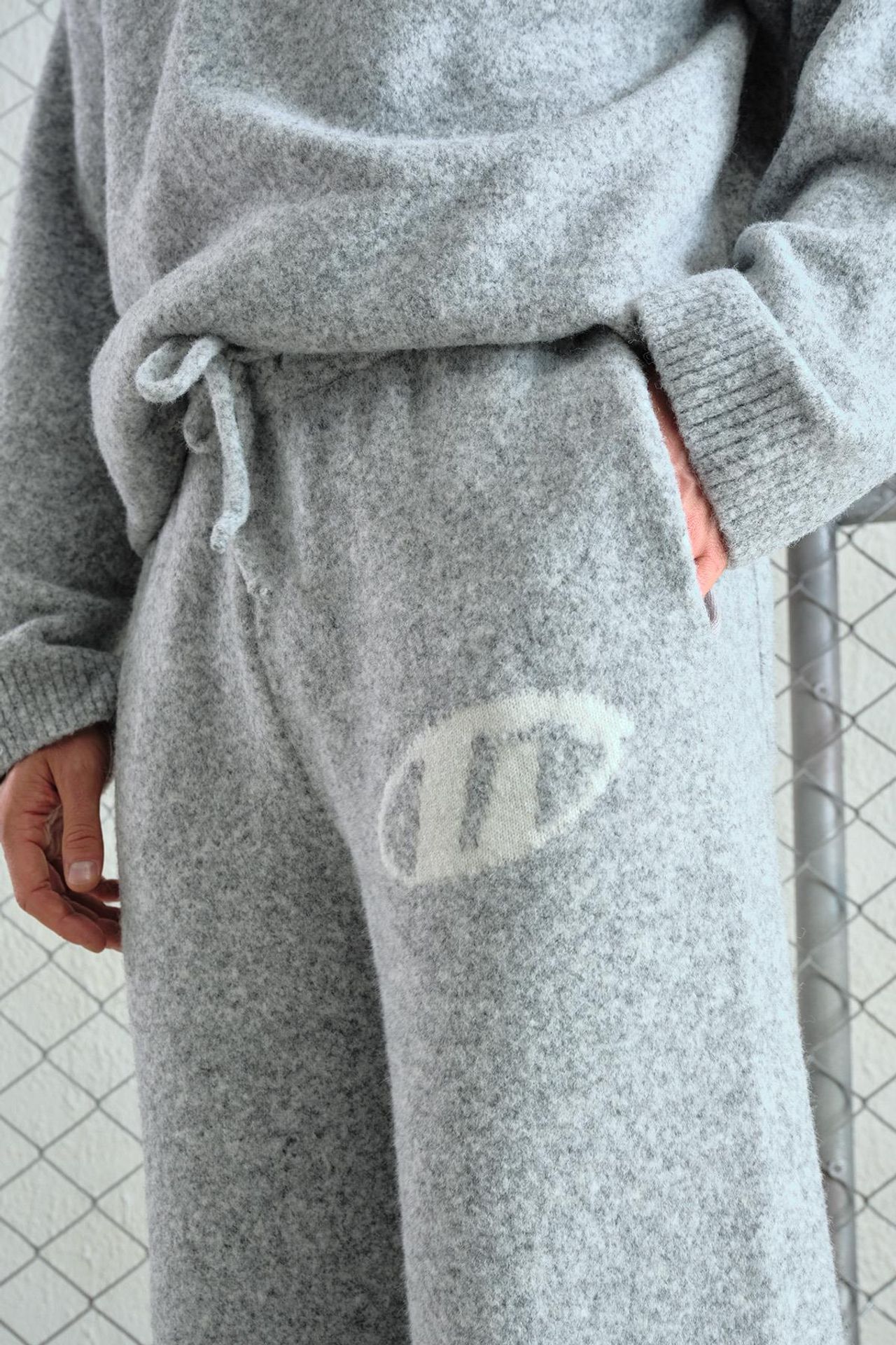GIESTO Logo Detailed Wide Leg Knit Pants 4