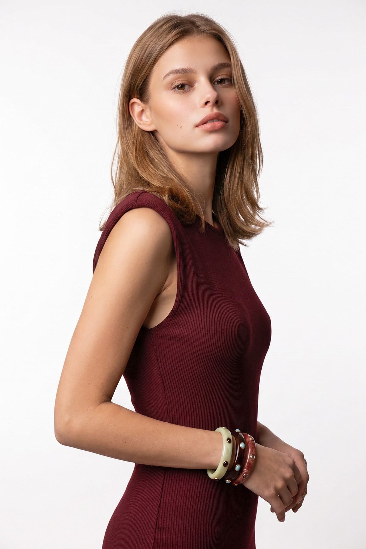 MIXRAY Askısız Ribana Midi Bodycon Elbise 2