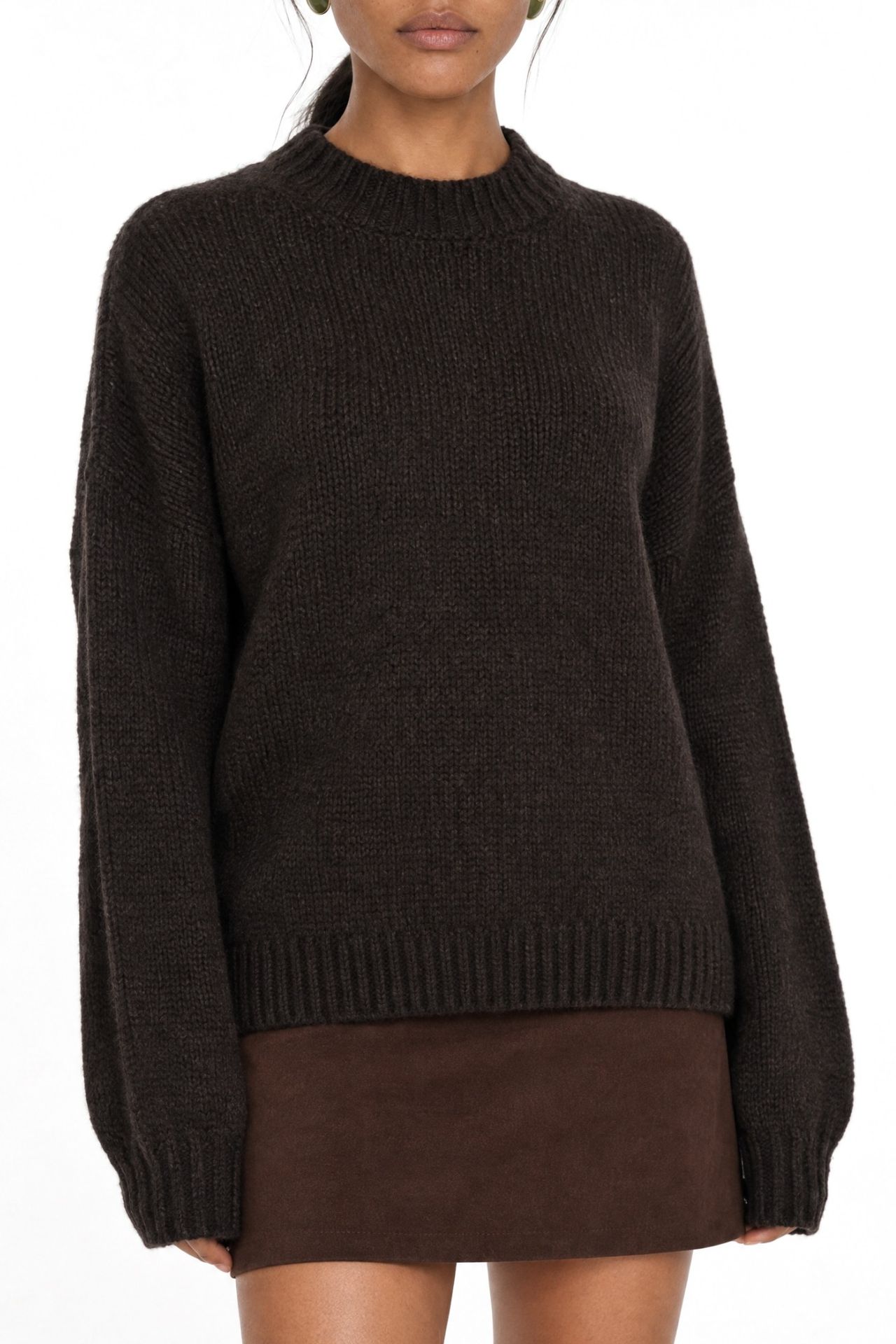 Mixray Relaxed Fit Crew Neck Thick Knit Sweater 4
