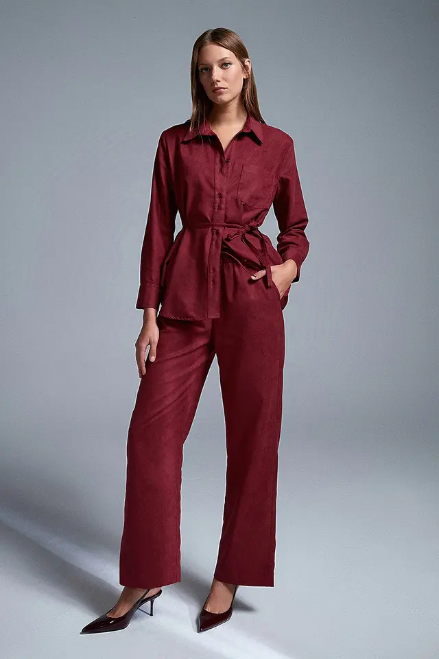 DILVIN Wide-Leg Pull-On Trousers