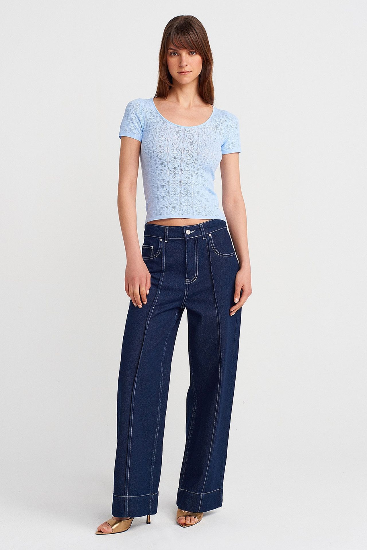 DILVIN Slim Fit Ribbed Textured Blouse 4