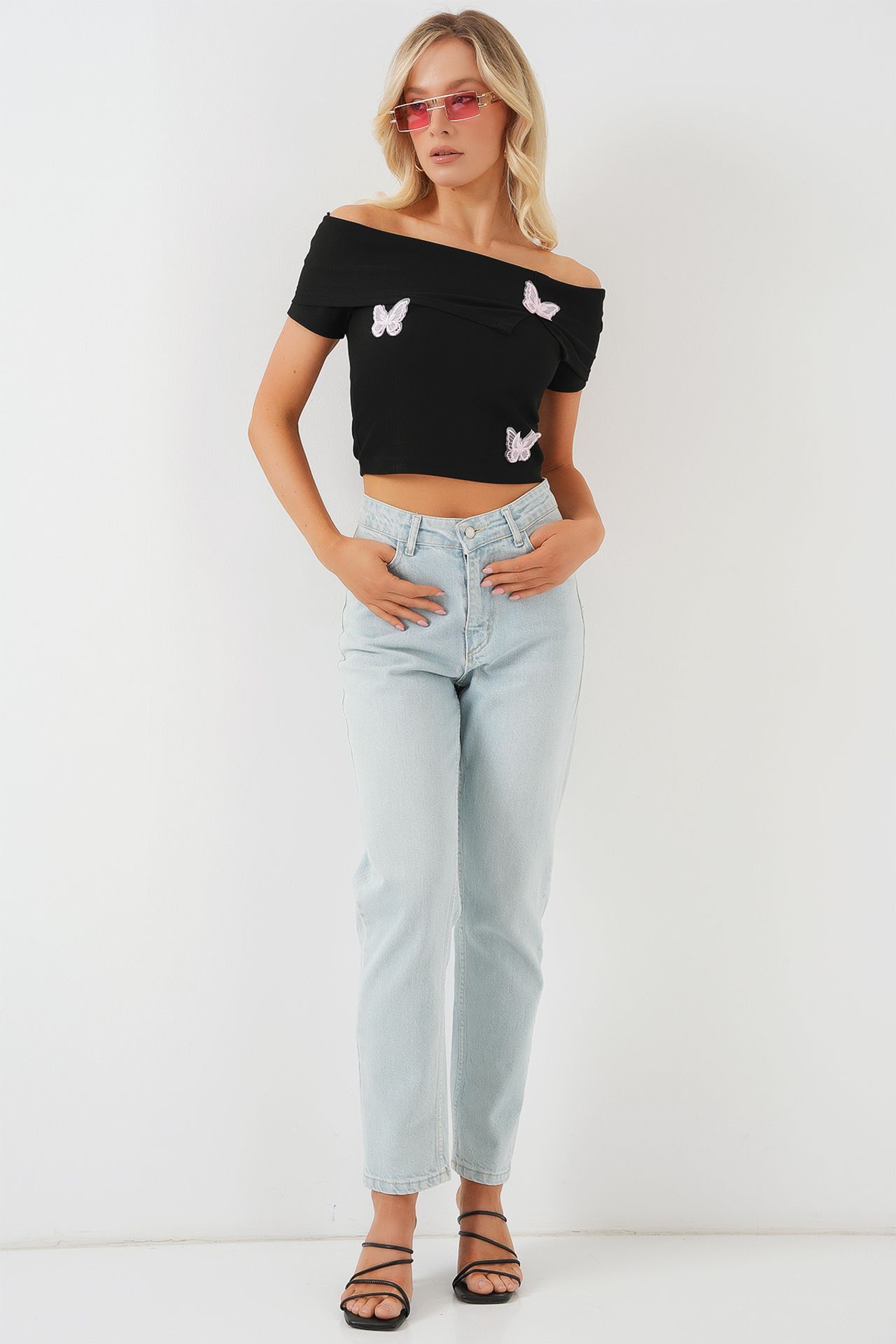 BDART Embroidered Off-Shoulder Crop Blouse 2