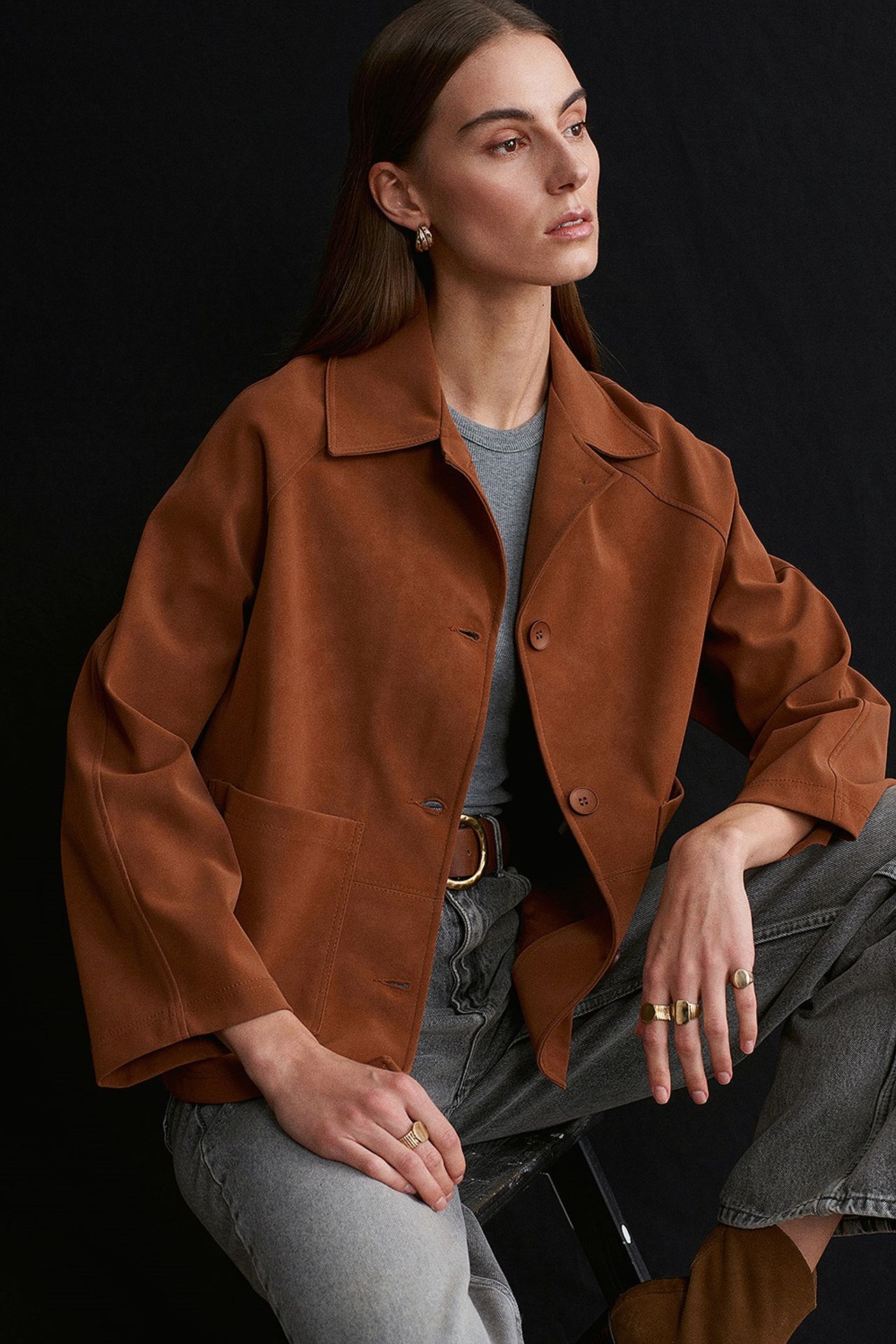 DILVIN Women's Suede Button Jacket 2