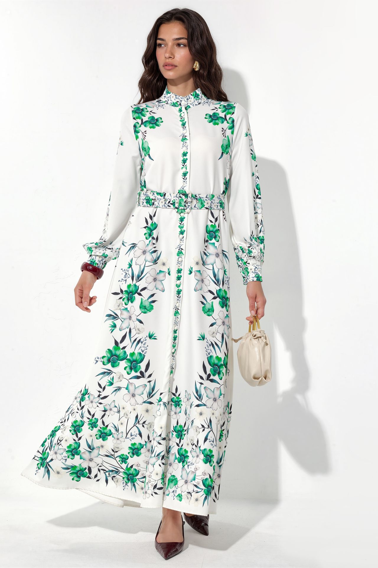 MSN Floral Belted Maxi Shirt Dress 1