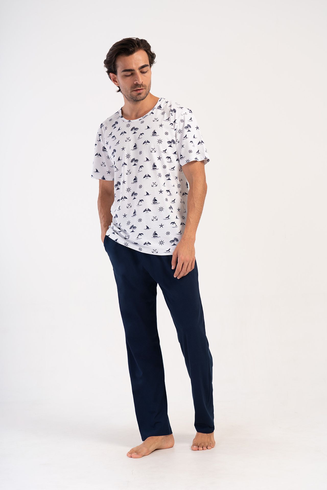 YAKE 2 Parçalı Baskılı Pijama Takımı 1