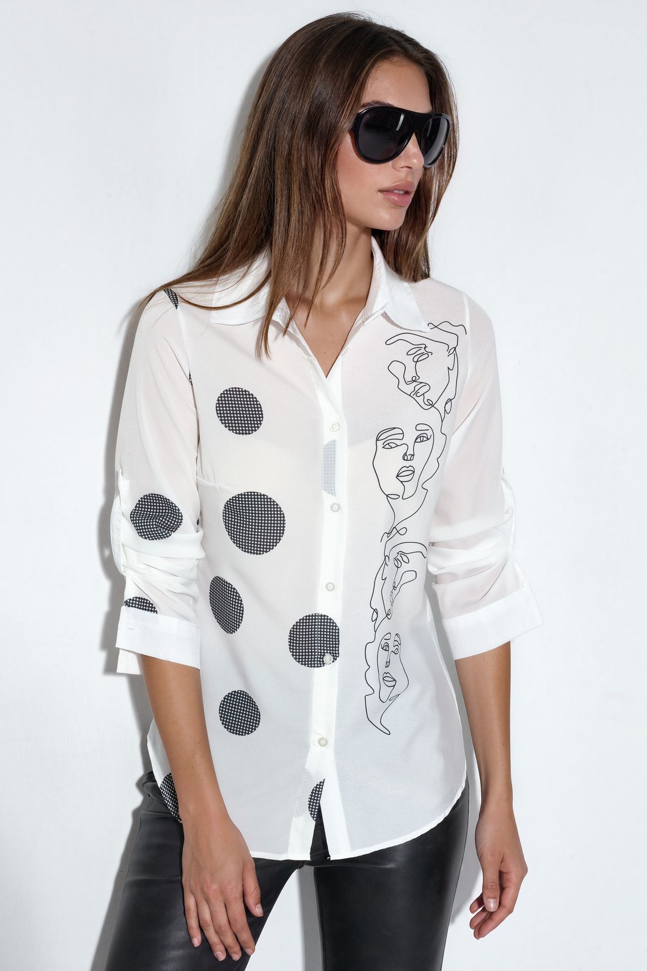 MSN Polka Dot Crepe Shirt 4