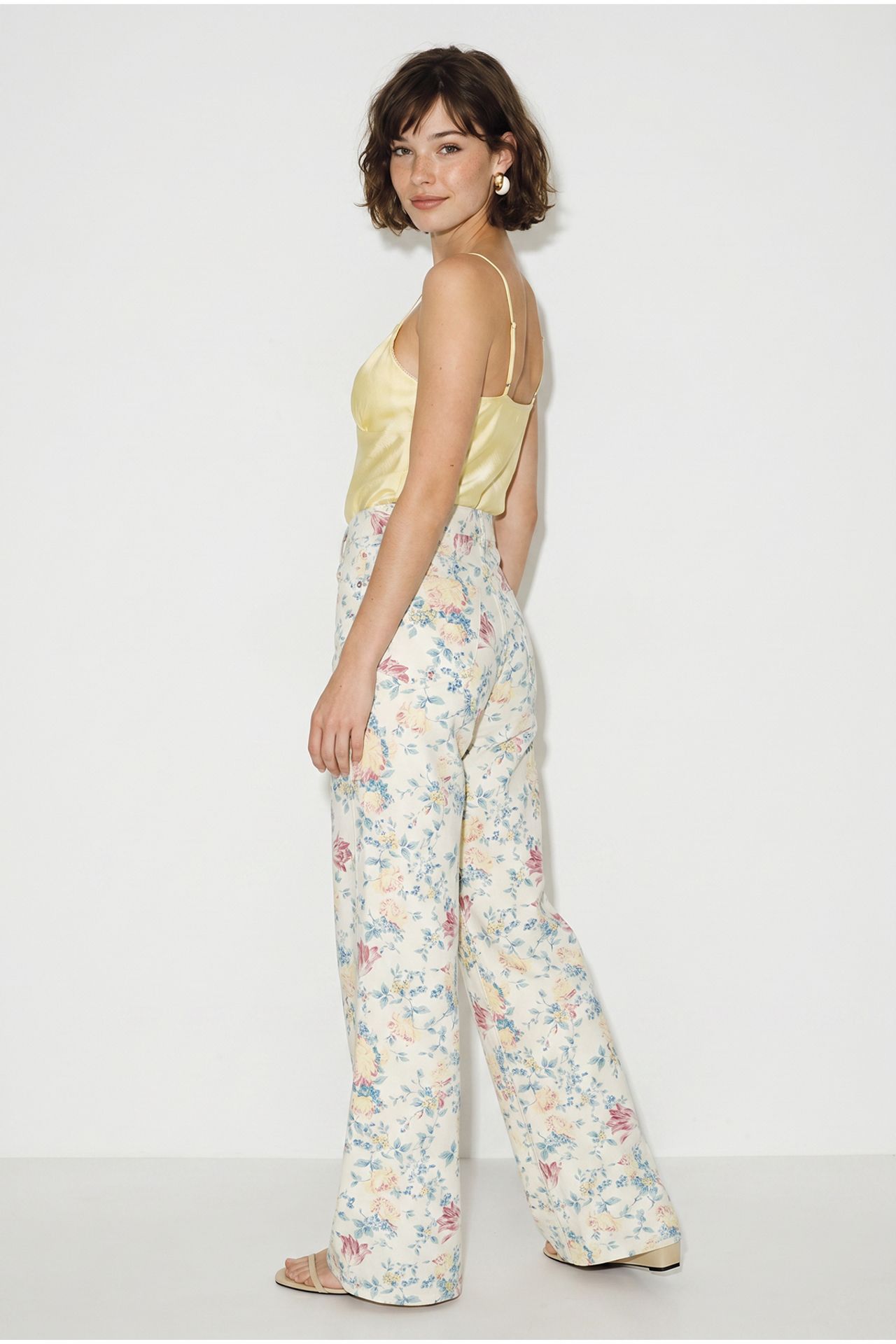LUCCI High Waist Paisley Print Straight Leg Denim Pants 5