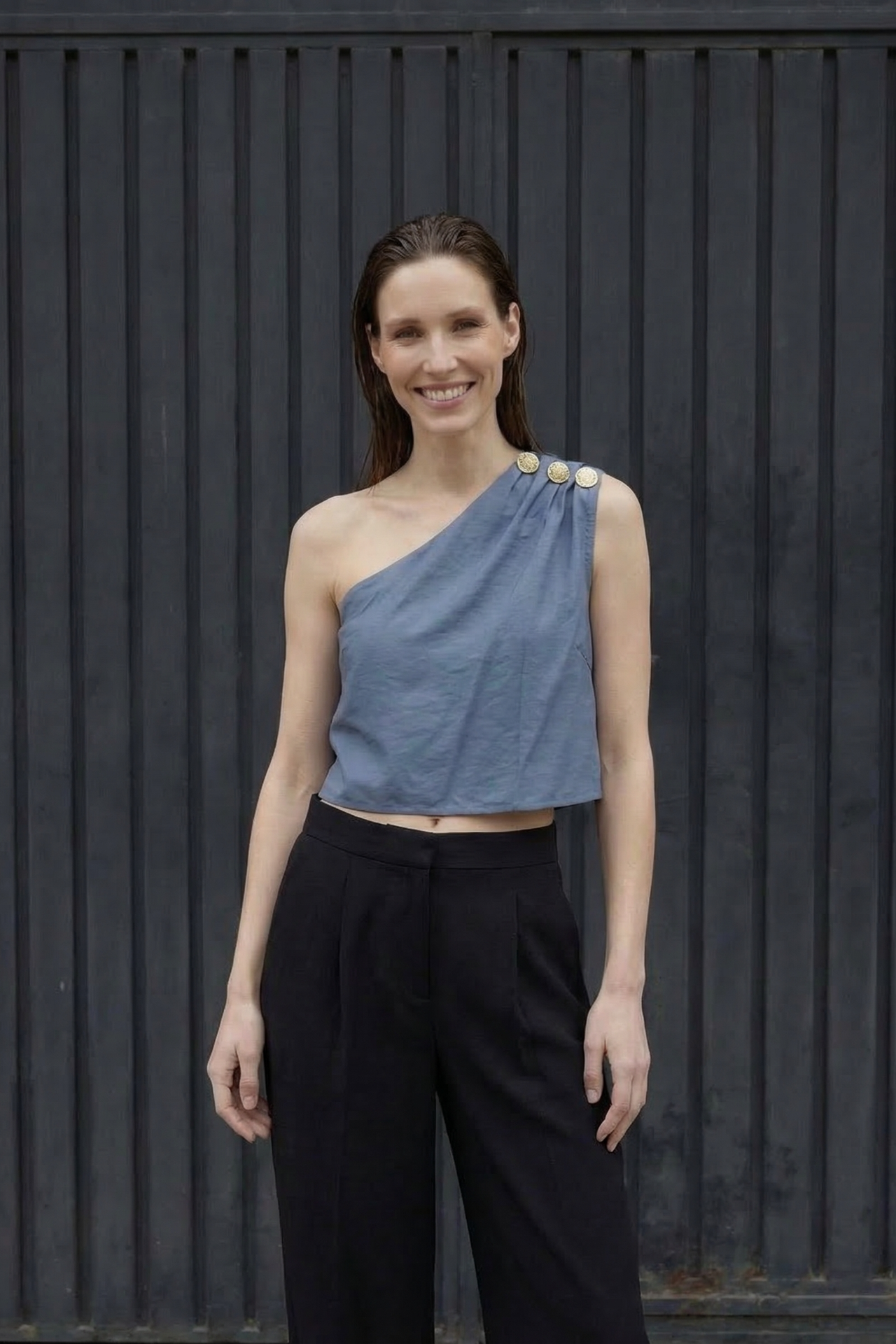 MY FASHION Asymmetrical Collar Sleeveless Chiffon Top 4
