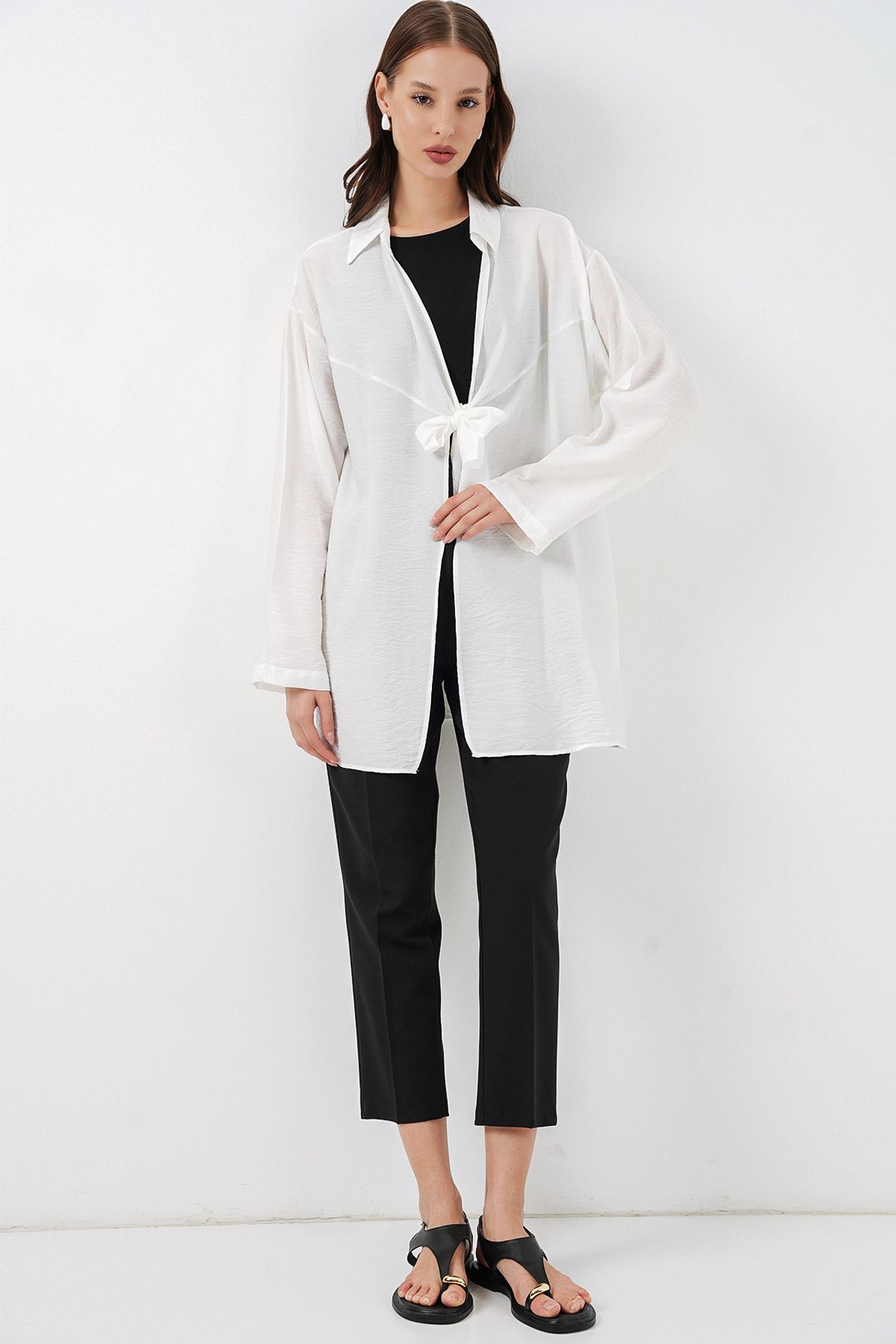BDART Tie Detail Long Sleeve Kimono
