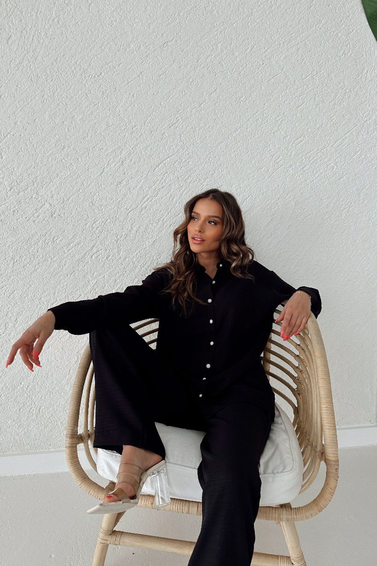 MY FASHION Long Sleeve Button-Up Shirt with Shirt Collar 4