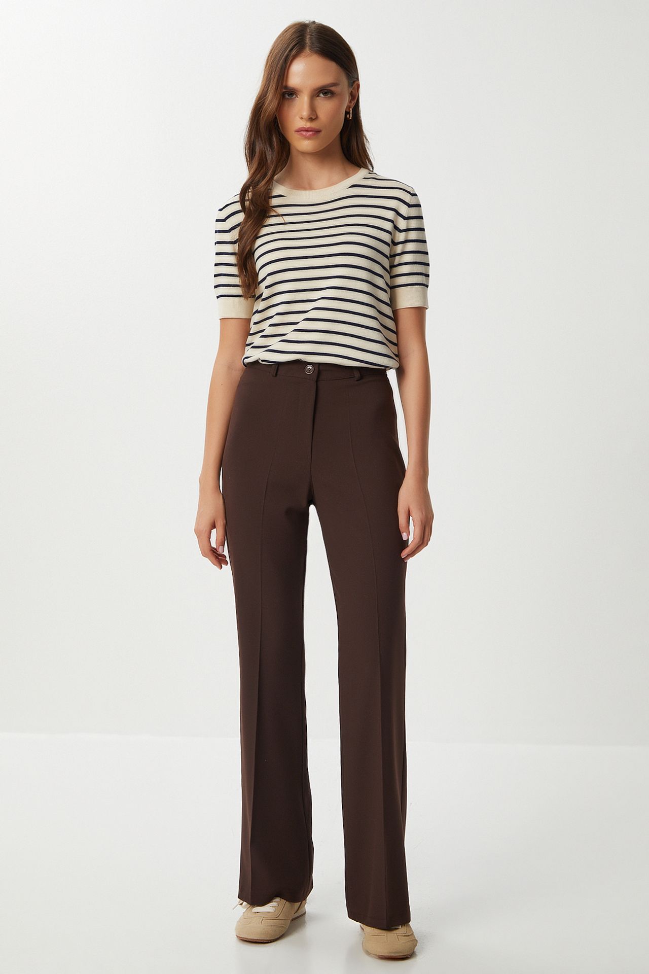 ISTANBUL High Waist Flare Pants with Zipper 1