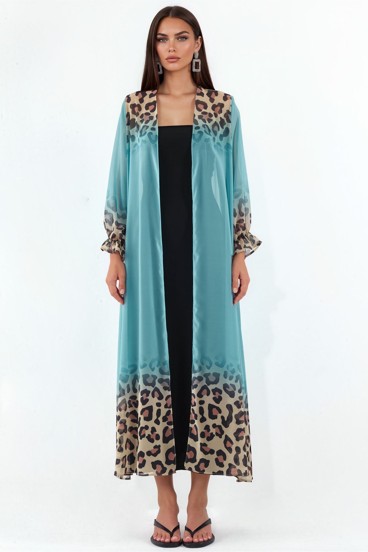 MSN Printed Maxi Chiffon Belted Cover-Up