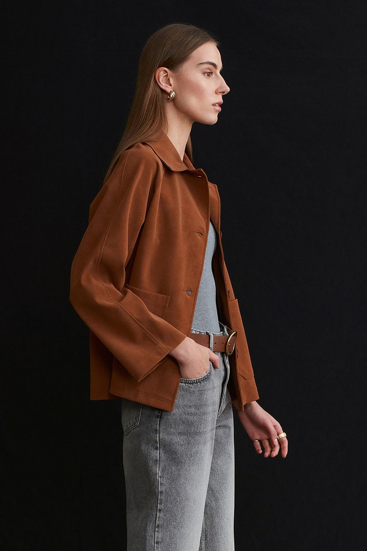 DILVIN Women's Suede Button Jacket 5