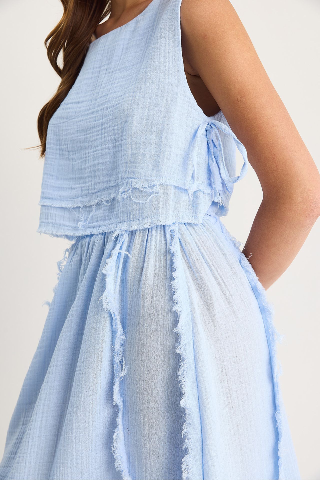 LUCCI Textured Blouse & Skirt Muslin Fabric Two-Piece Set 5