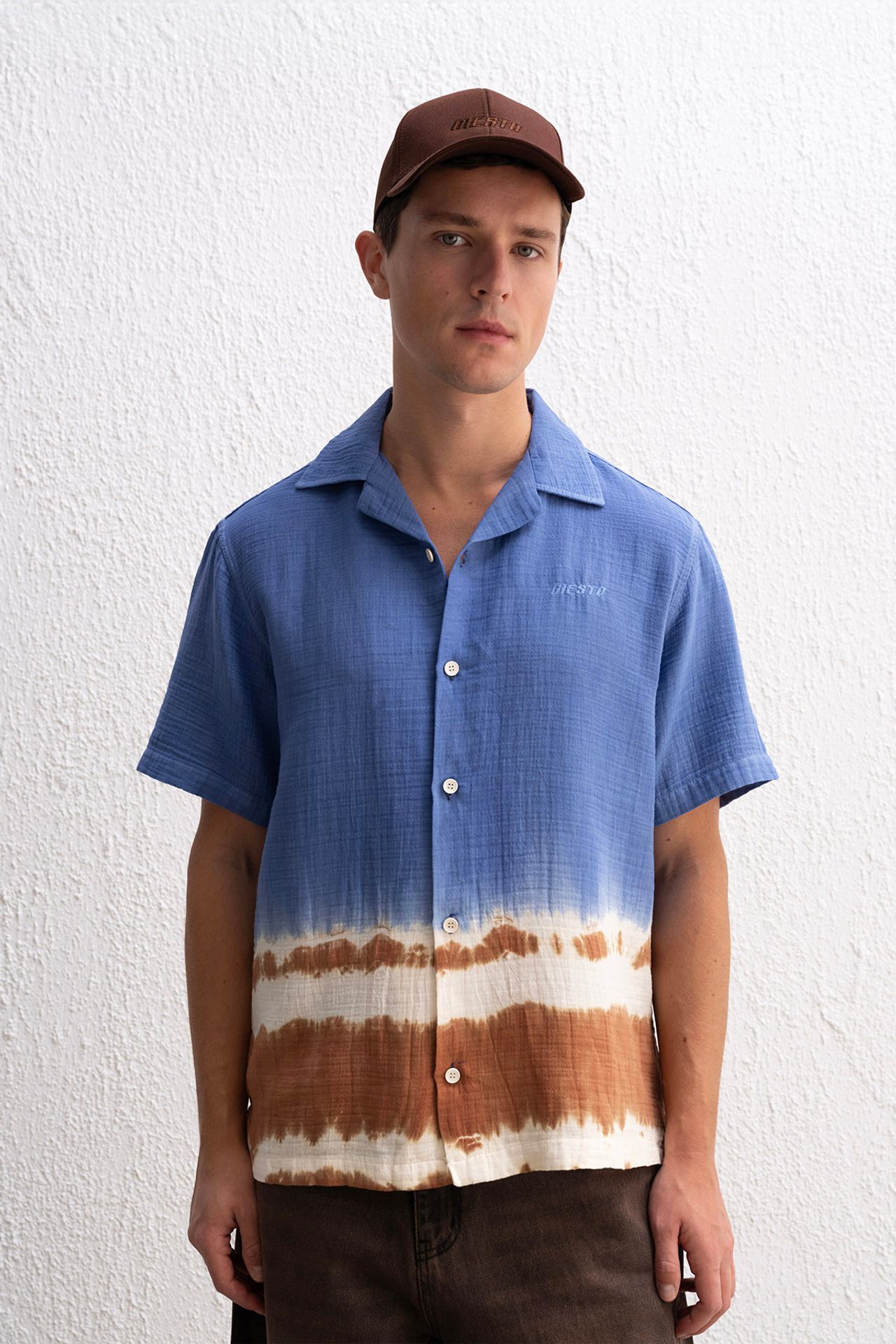 GIESTO Tie-Dye Short Sleeve Button-Up Shirt 1