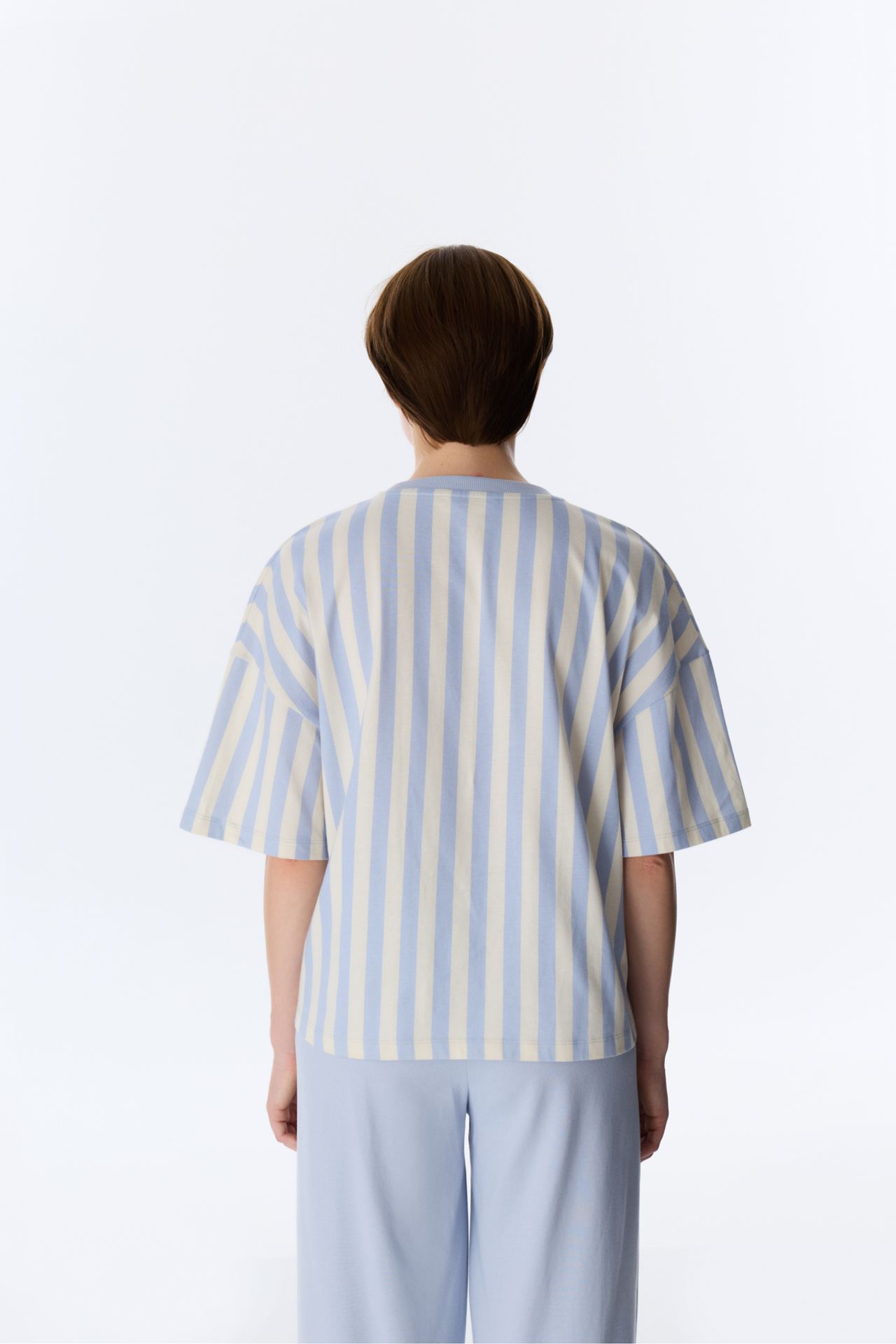 PENTI Relaxed Club Striped Short Sleeve T-Shirt Pajama Top 4