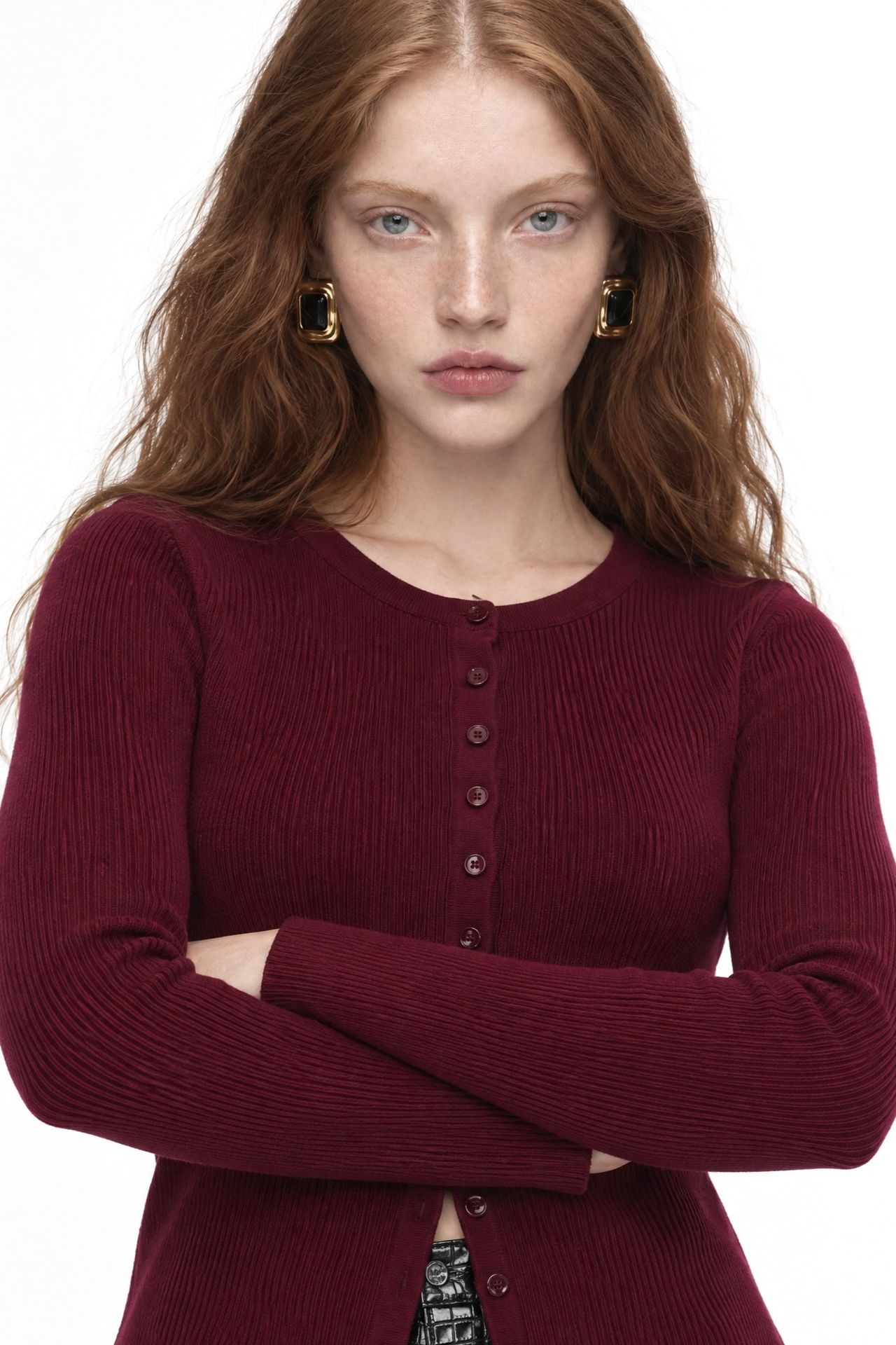 Mixray Buttoned Slim Fit Ribbed Knit Cardigan 3