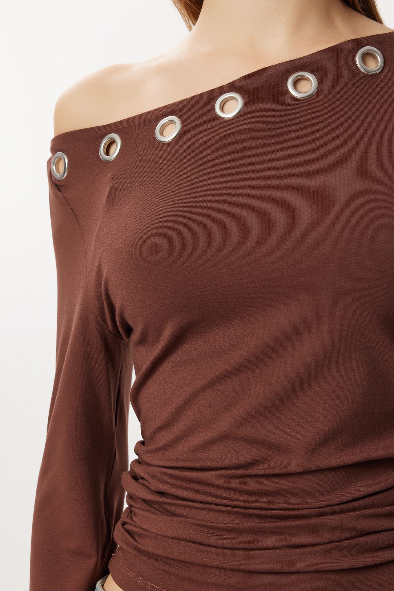 ISTANBUL Asymmetrical Collar Long Sleeve Viscose Blouse 4