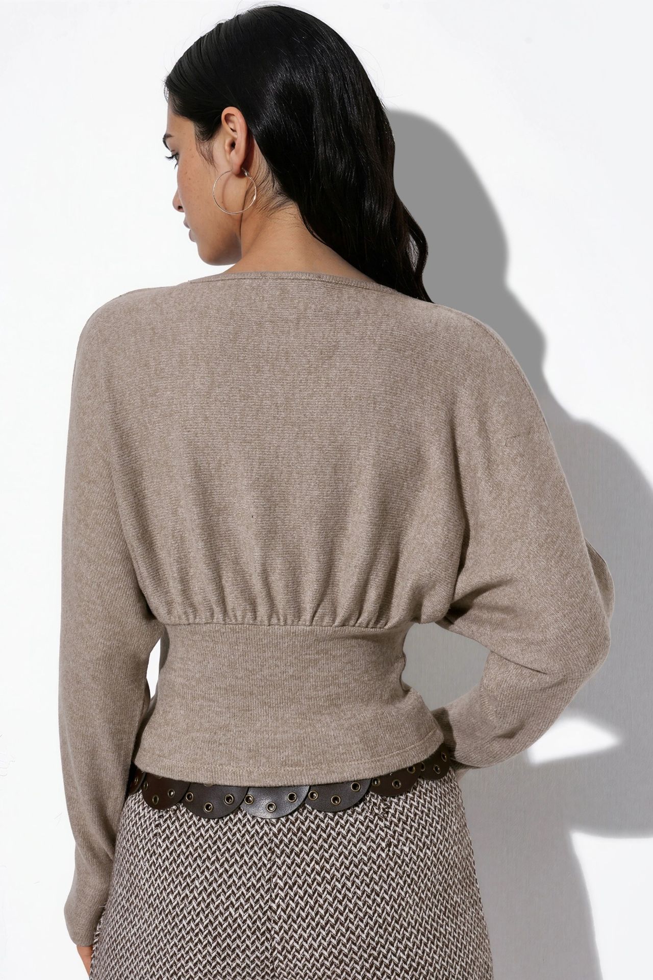 BUSEM Women's V-neck Crop Knit Wrap Top 3