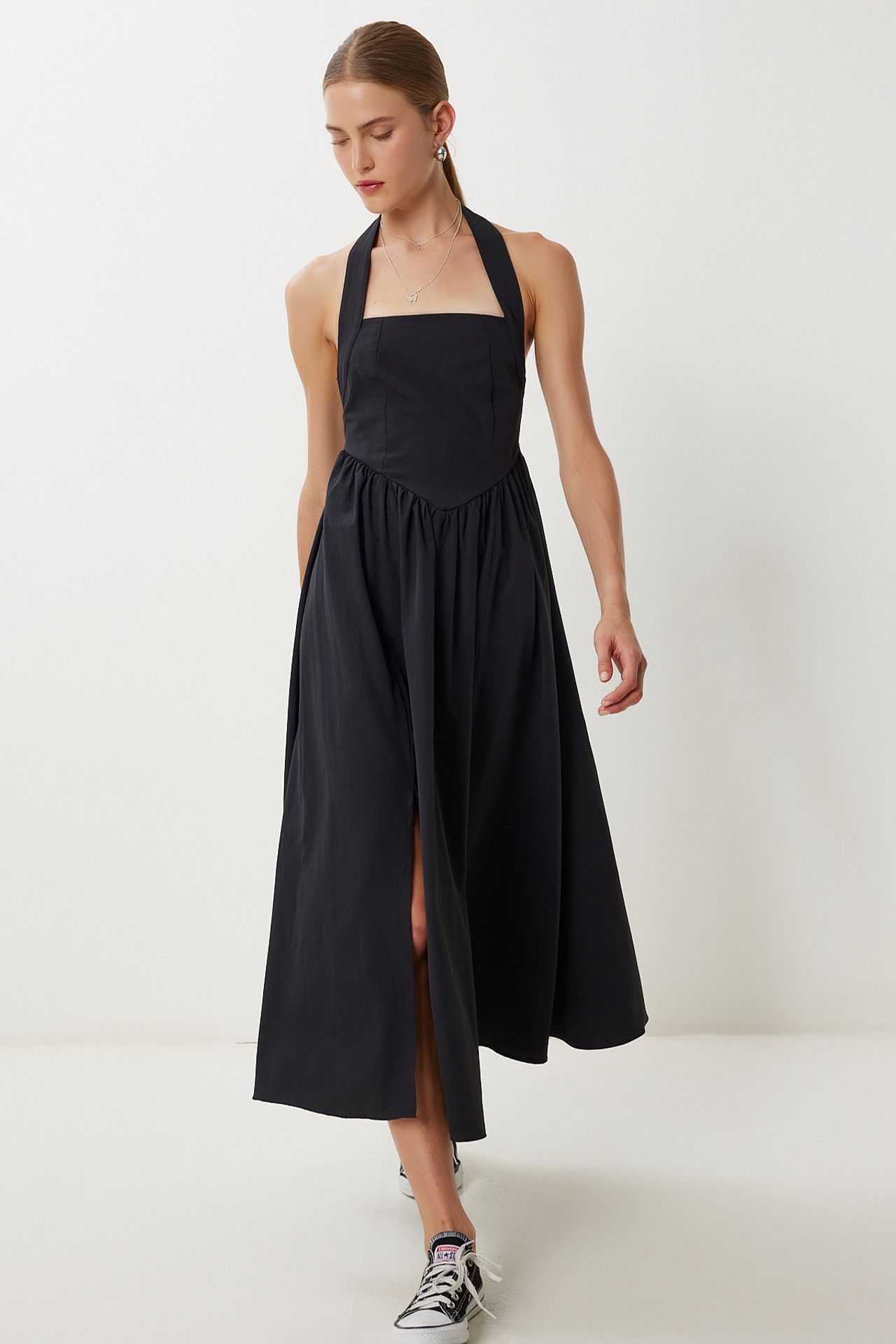 ISTANBUL Slim Fit Midi Dress with Square Collar 2