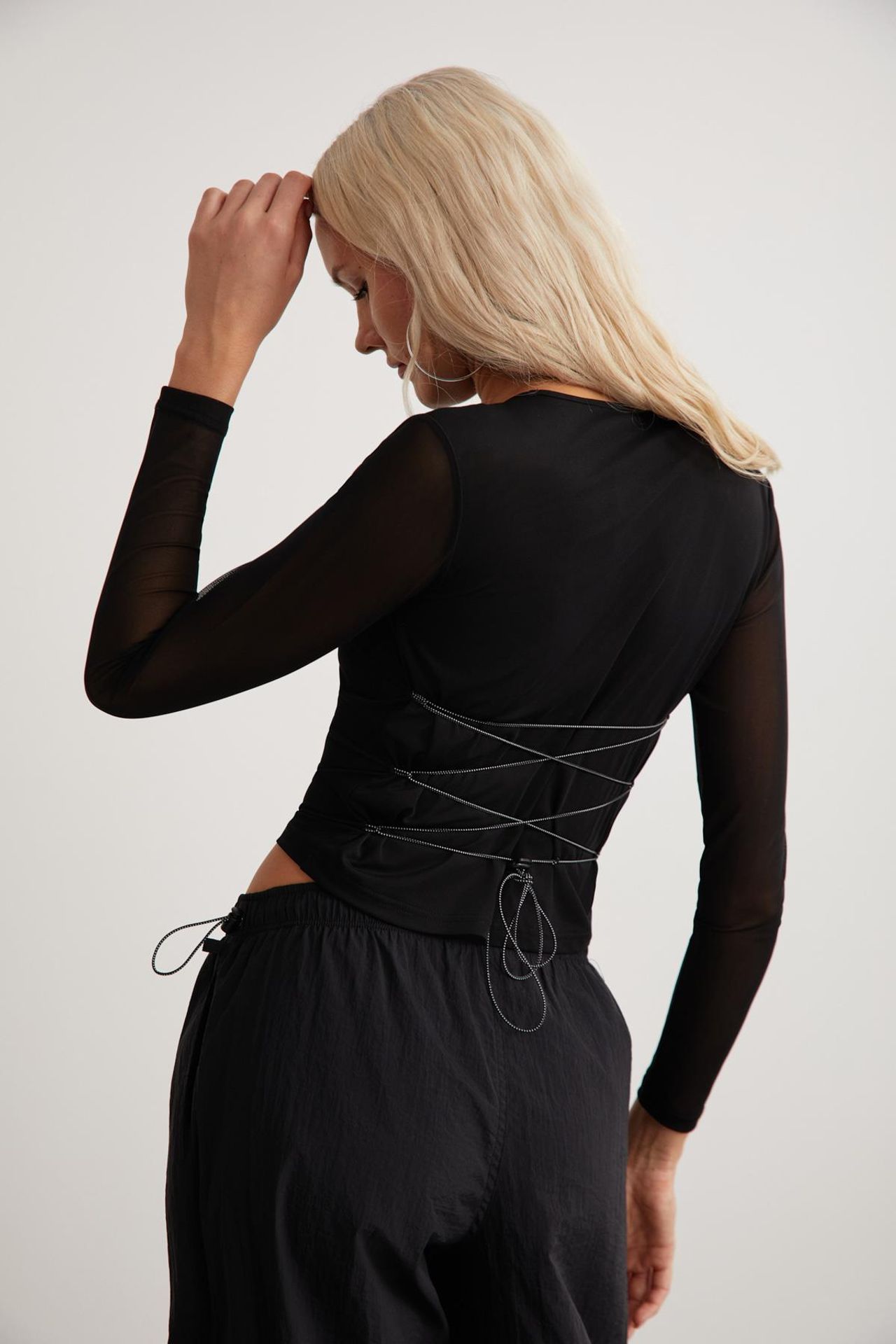 GRIMELANGE Tie-Front Tulle Crop Top 5