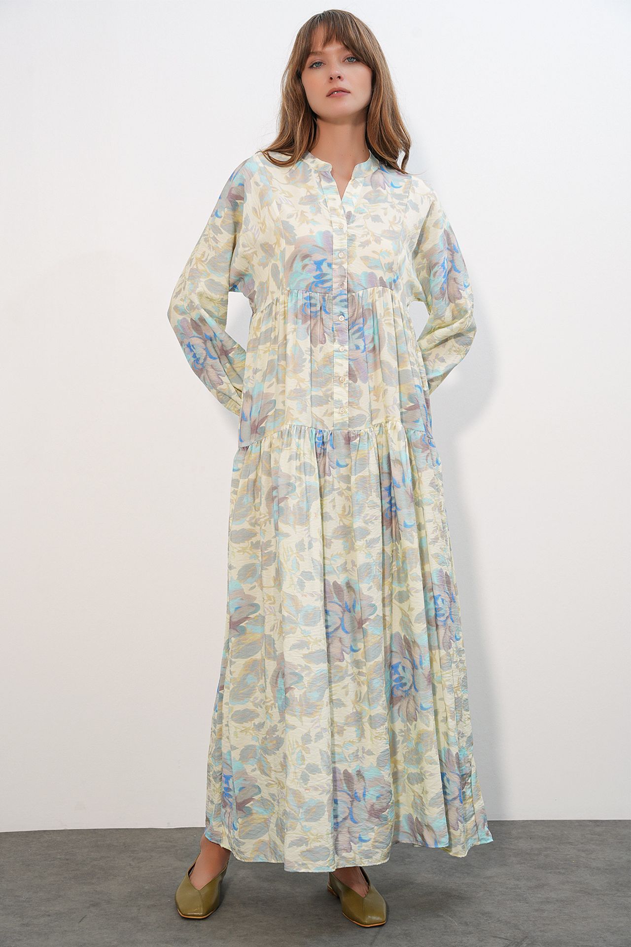 BDART Floral Maxi Dress With Mandarin Collar 3