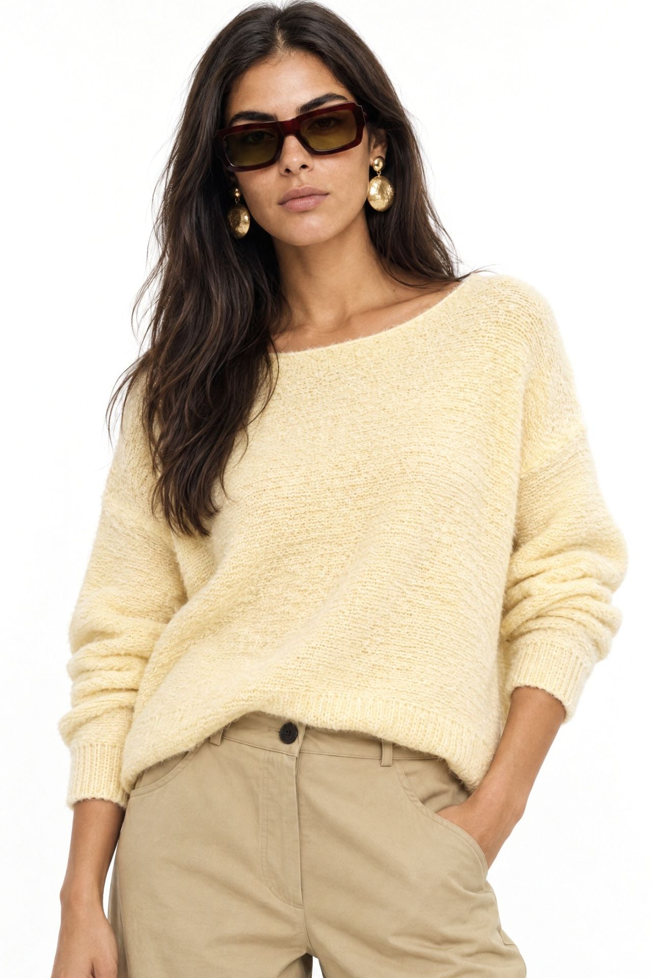 MIXRAY Asymmetrical Collar Knit Sweater 1