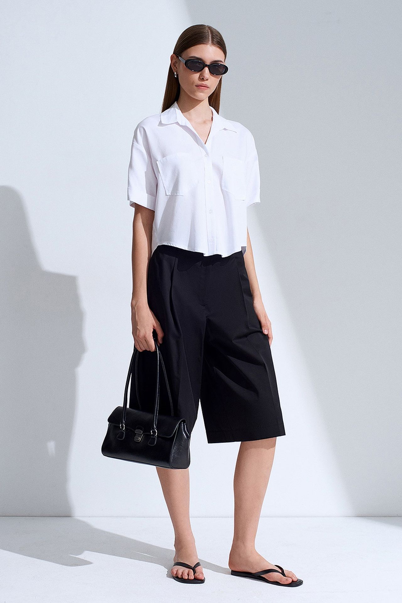 DILVIN Women's Cropped Shirt With Pocket 4