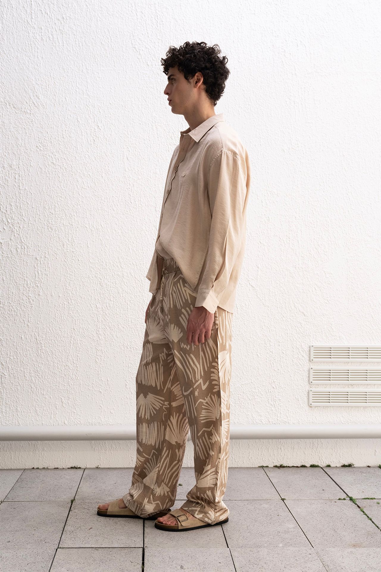 GIESTO Relaxed Fit Wide Leg Patterned Pants with Drawstring Waist 4