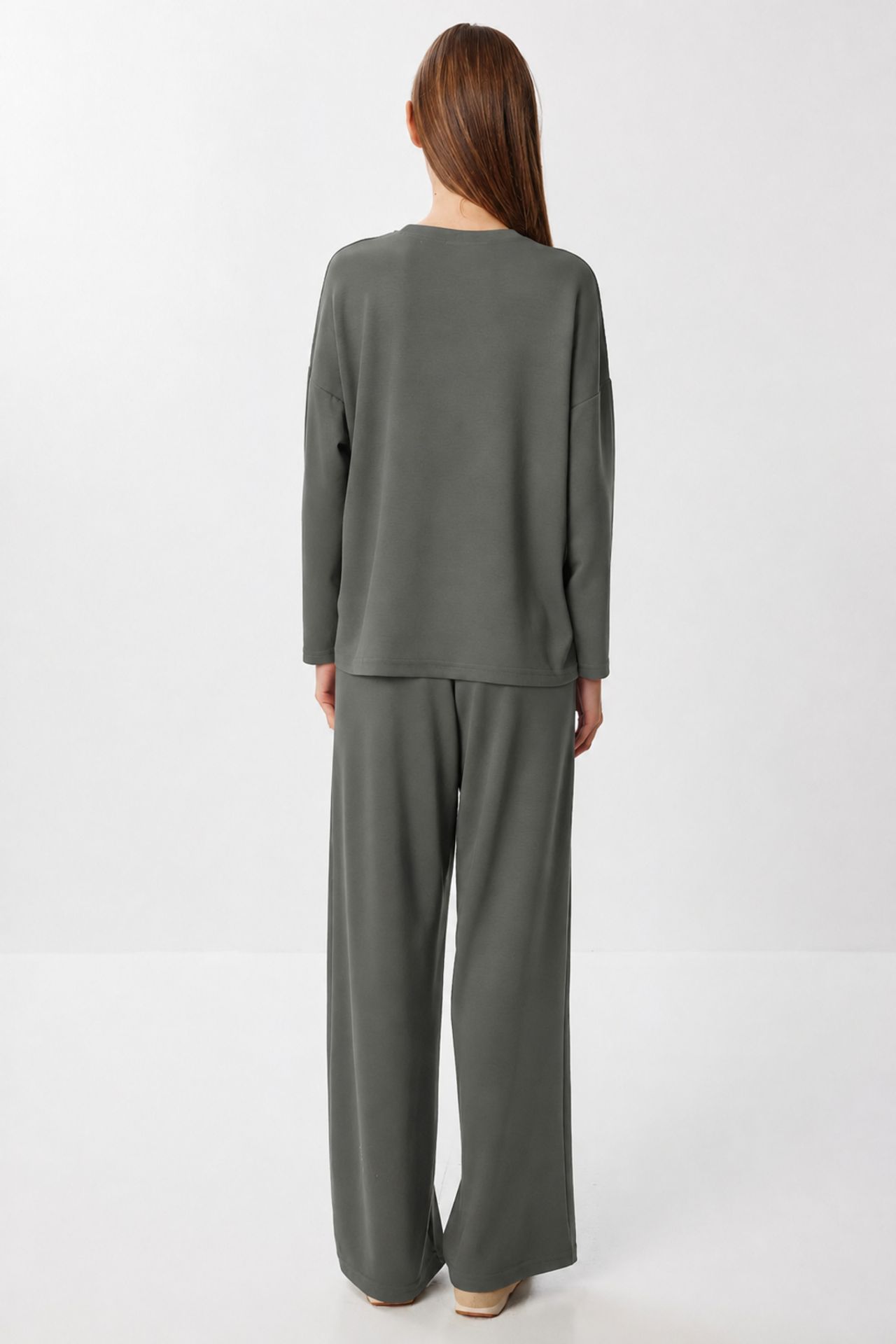 ISTANBUL Wide Leg Two-Piece Set with Crew Neck Blouse 7