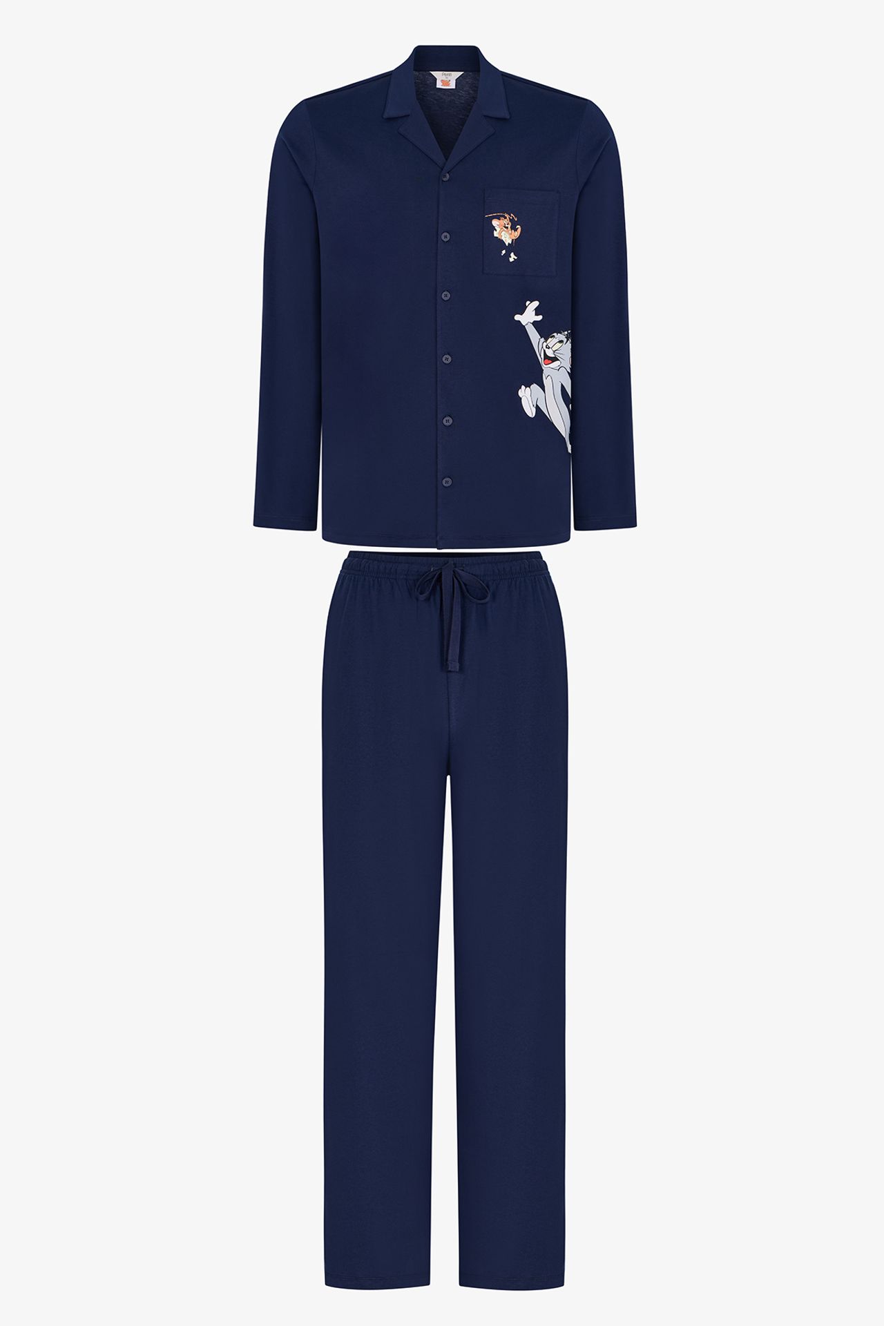 PENTI Men's Tom&jerry Long Sleeve Shirt Trousers Pajama Set 1
