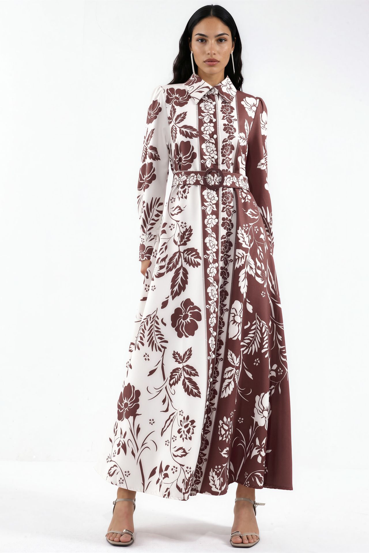 MSN Floral Belted Maxi Shirt Dress 1