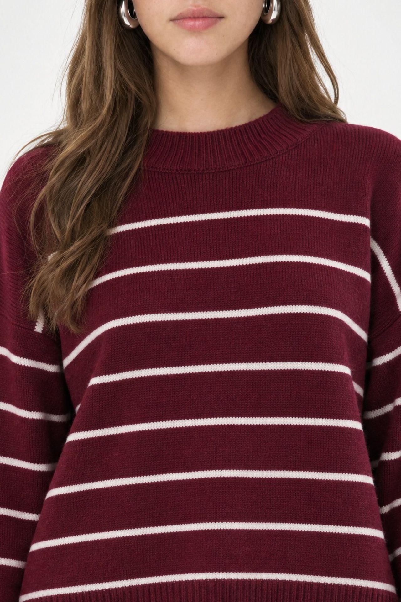 Striped Crew Neck Relaxed Knit Pullover Sweater 3